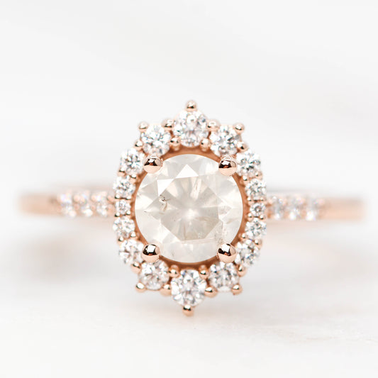 Grace Ring with a 0.95 Carat White Celestial Round Diamond and White Accent Diamonds in 14k Rose Gold - Ready to Size and Ship - Midwinter Co. Alternative Bridal Rings and Modern Fine Jewelry