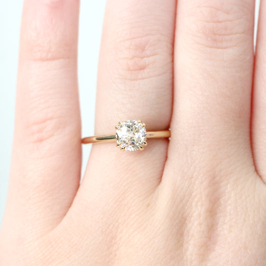 Nesta Ring with a 1.20 Carat Special Jubilee Cut Round Clear Moissanite in 14k Yellow Gold - Ready to Size and Ship - Midwinter Co. Alternative Bridal Rings and Modern Fine Jewelry