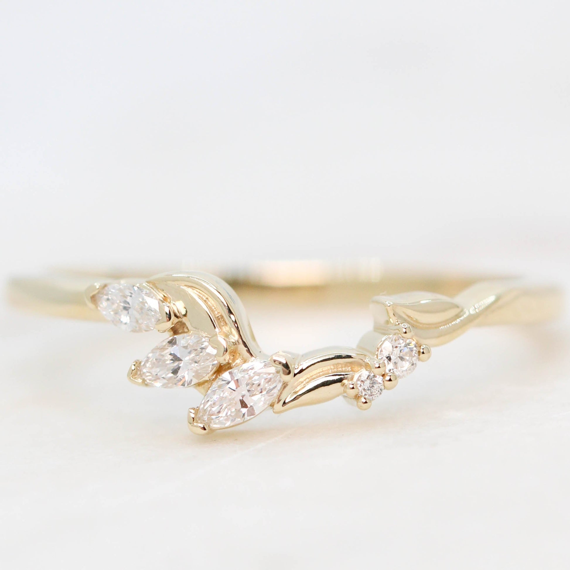 Talaria Wedding Band with Diamonds โ Custom Contoured 14k Gold