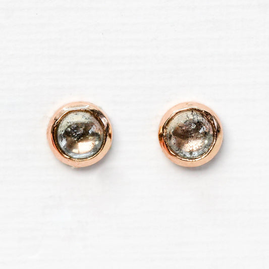 Bezel-Set Round Cabochon Cut Celestial Diamond Earrings - 14k rose gold - Midwinter Co. Alternative Bridal Rings and Modern Fine Jewelry
