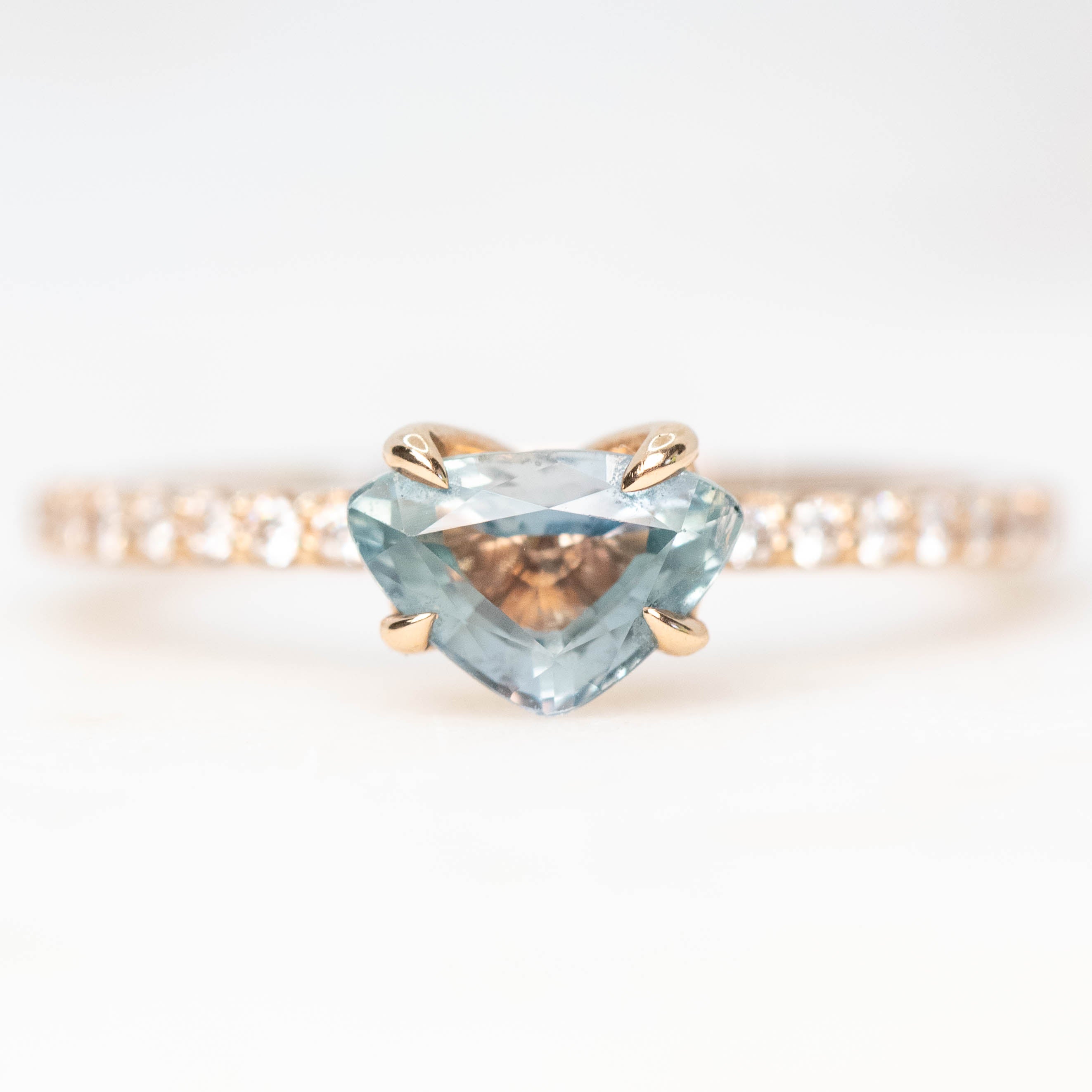 Gayle Ring with a 1.03 Carat Teal Trillion Sapphire and White Accent D ...