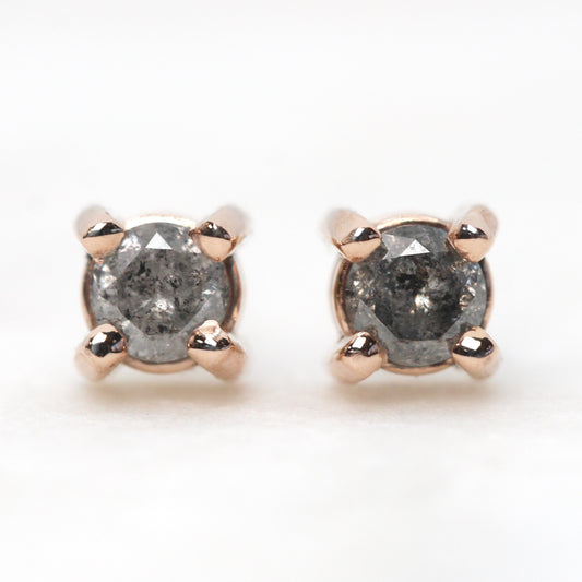 14k Gold Earring Studs with Gray Celestial Diamonds - Made to Order - Midwinter Co. Alternative Bridal Rings and Modern Fine Jewelry