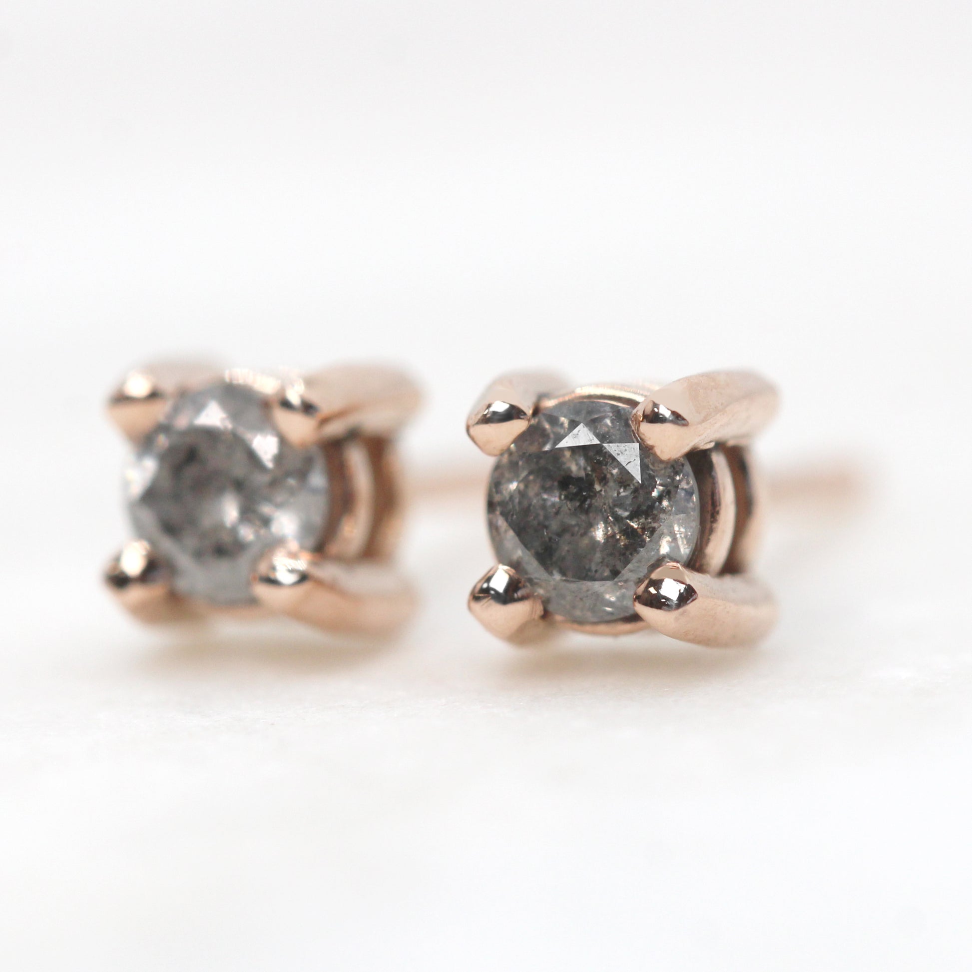 14k Gold Earring Studs with Gray Celestial Diamonds - Made to Order - Midwinter Co. Alternative Bridal Rings and Modern Fine Jewelry