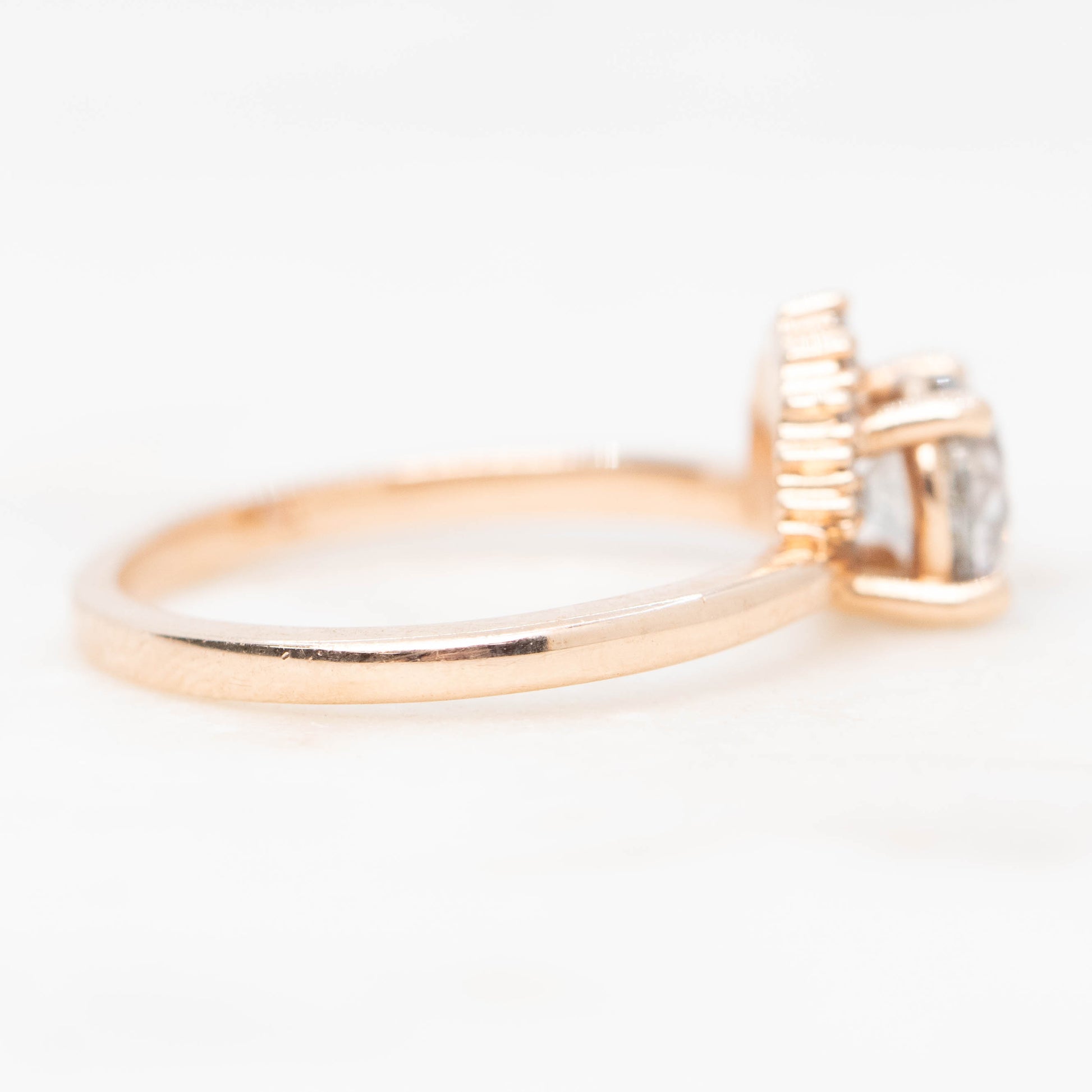 Lonnie Ring with a 1.01 Carat Round Gray Salt and Pepper Diamond in 10k Rose Gold - Ready to Size and Ship - Midwinter Co. Alternative Bridal Rings and Modern Fine Jewelry