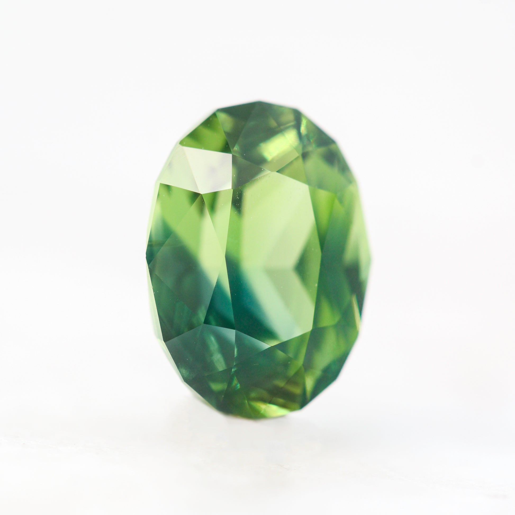 4.00 Carat Parti Green Geometric Oval Sapphire for Custom Work - Inventory Code GGOS400 - Midwinter Co. Alternative Bridal Rings and Modern Fine Jewelry
