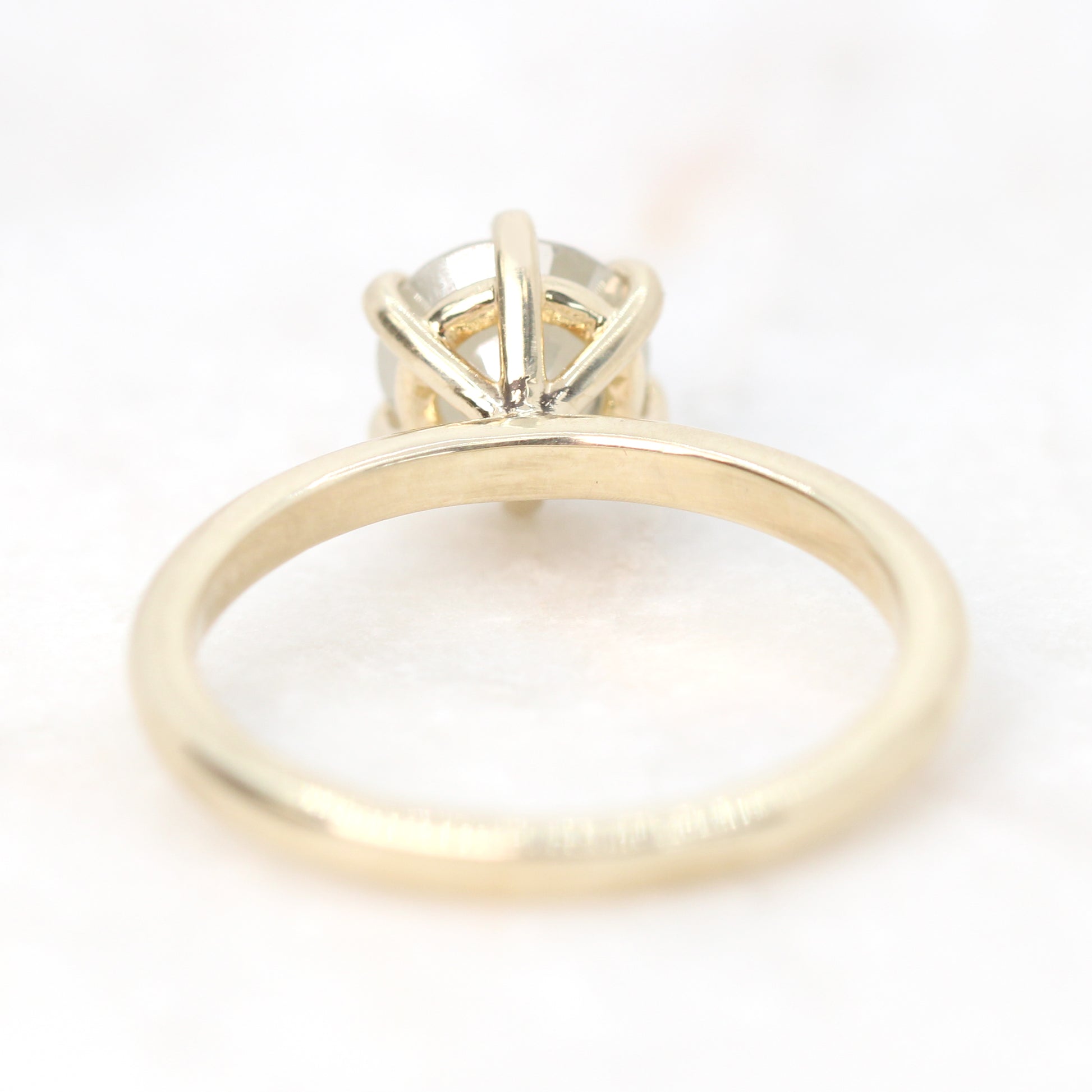 Charlotte Ring with a 1.55 Carat Round Misty White Celestial Diamond in 14k Yellow Gold - Ready to Size and Ship - Midwinter Co. Alternative Bridal Rings and Modern Fine Jewelry