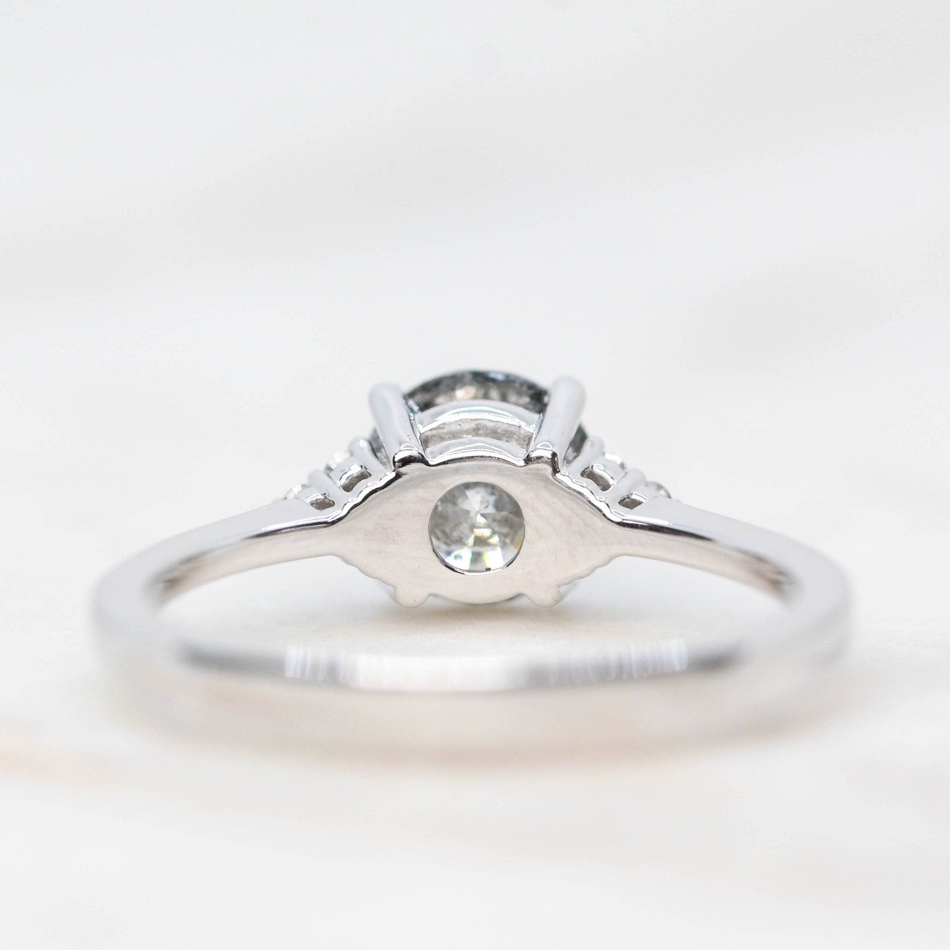 Imogene Ring with a 1.28 Carat Gray Celestial Round Diamond and White Accent Diamonds in 14k White Gold - Ready to Size and Ship - Midwinter Co. Alternative Bridal Rings and Modern Fine Jewelry