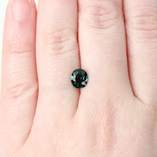 1.35 Carat Dark Teal Oval Sapphire for Custom Work - Inventory Code TOS135 - Midwinter Co. Alternative Bridal Rings and Modern Fine Jewelry