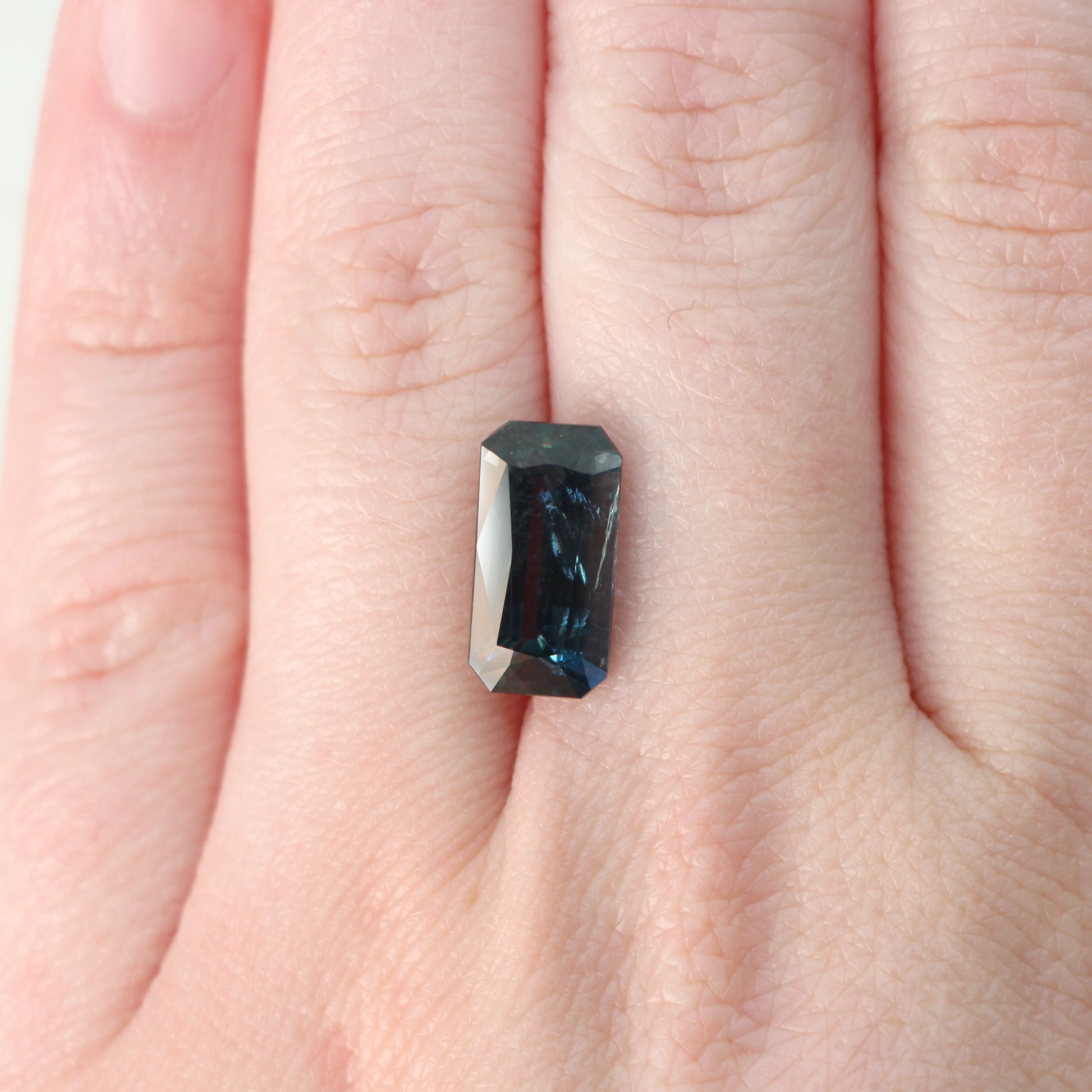 6.00 Carat Emerald Cut Dark Teal Sapphire for Custom Work - Inventory Code TES599 - Midwinter Co. Alternative Bridal Rings and Modern Fine Jewelry