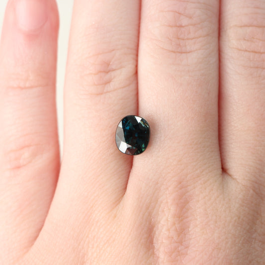 3.34 Carat Dark Teal Blue Oval Sapphire for Custom Work - Inventory Code TBOS334 - Midwinter Co. Alternative Bridal Rings and Modern Fine Jewelry