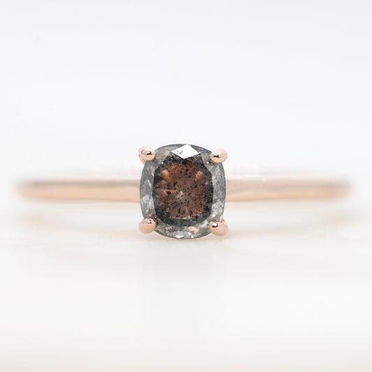 Elle Ring with a 0.67 Carat Cushion Cut Dark Gray Celestial Diamond in 14k Rose Gold - Ready to Size and Ship - Midwinter Co. Alternative Bridal Rings and Modern Fine Jewelry