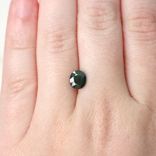 1.50 Carat Dark Green Oval Sapphire for Custom Work - Inventory Code GOS150 - Midwinter Co. Alternative Bridal Rings and Modern Fine Jewelry