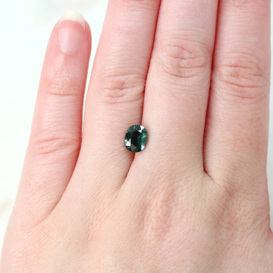 1.52 Carat Dark Teal Oval Sapphire for Custom Work - Inventory Code TOS152 - Midwinter Co. Alternative Bridal Rings and Modern Fine Jewelry