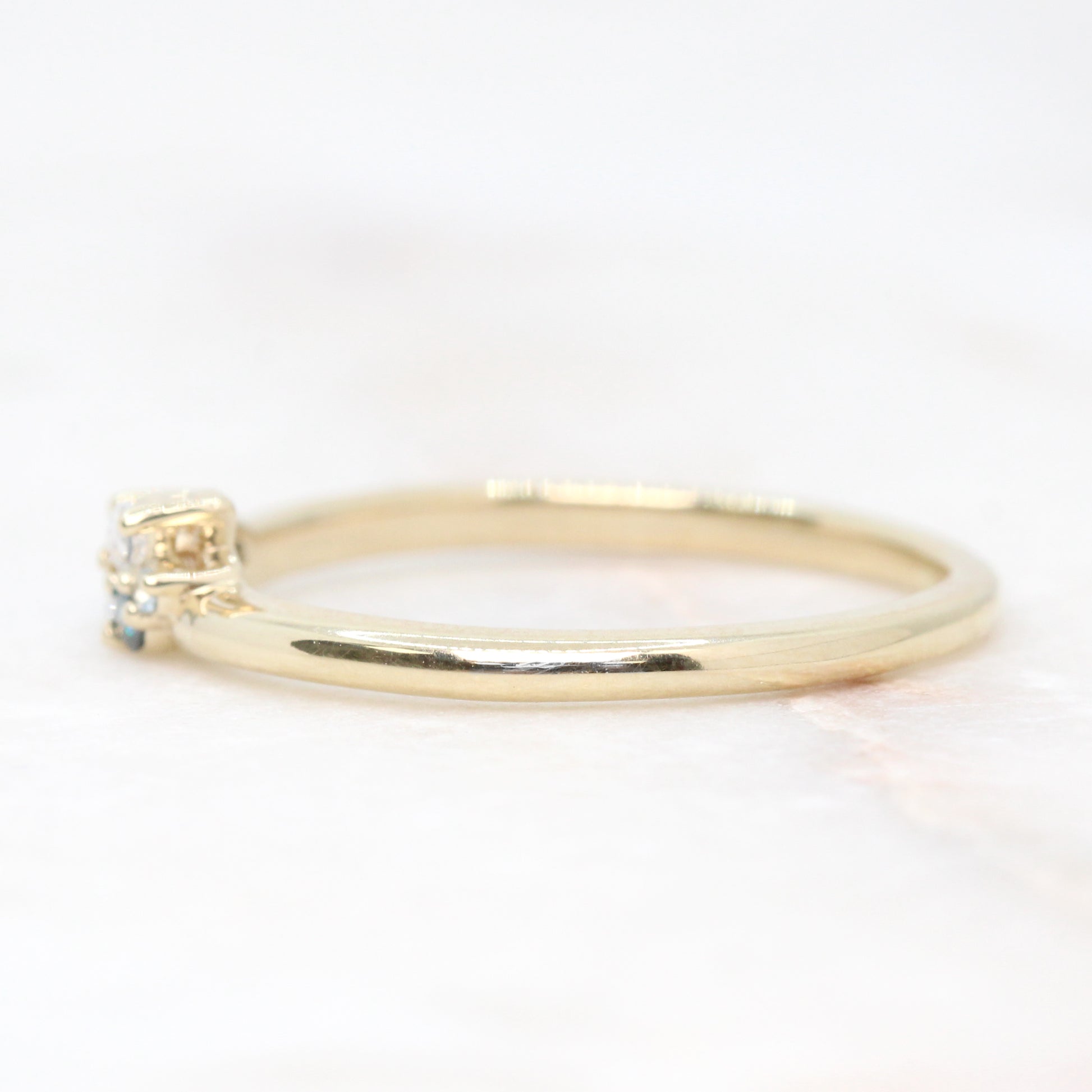 Anna Turquoise Aquamarine Sapphire Diamond Gemstone Cluster Stackable or Wedding Ring - Your choice of metal - Custom - Midwinter Co. Alternative Bridal Rings and Modern Fine Jewelry