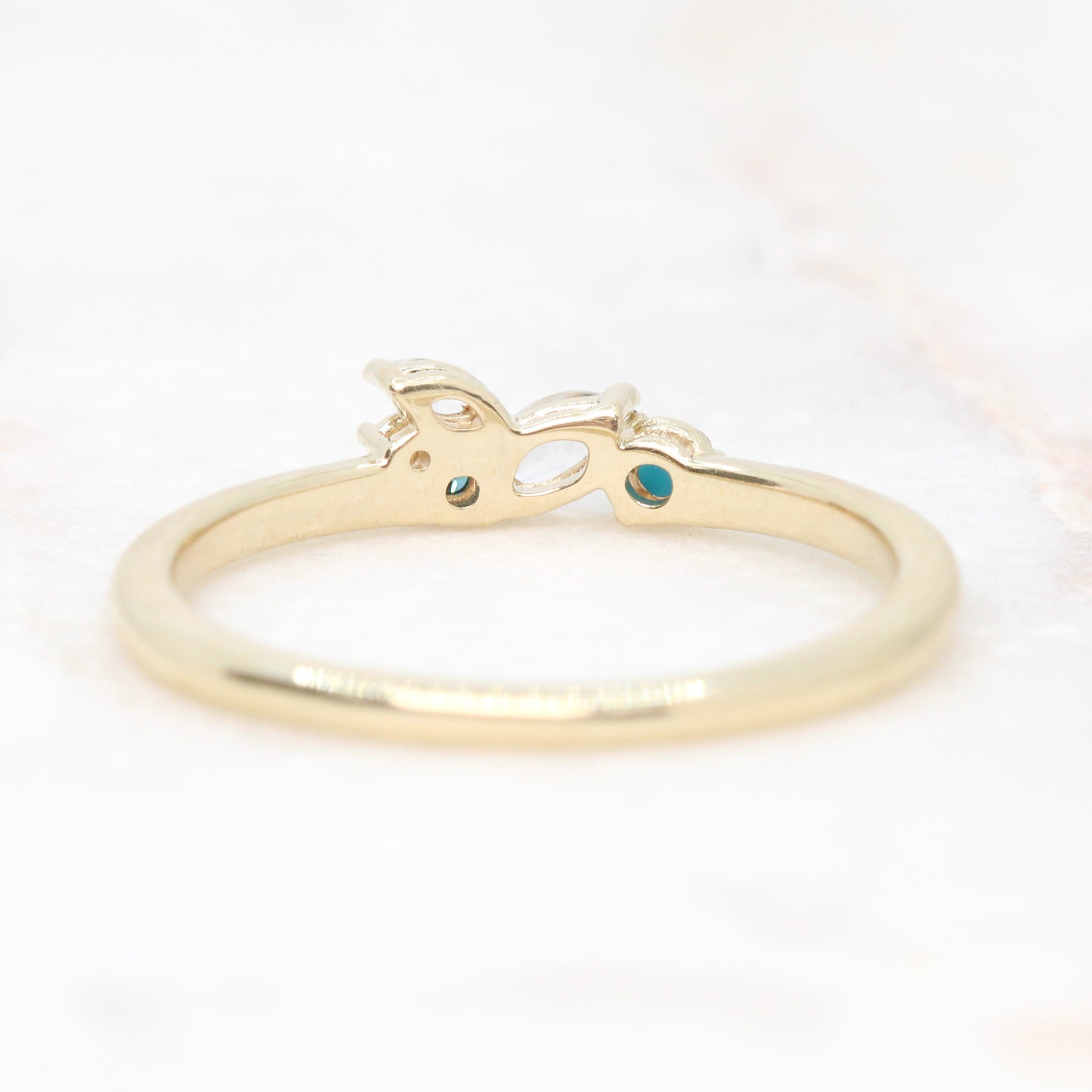 Anna Turquoise Aquamarine Sapphire Diamond Gemstone Cluster Stackable or Wedding Ring - Your choice of metal - Custom - Midwinter Co. Alternative Bridal Rings and Modern Fine Jewelry