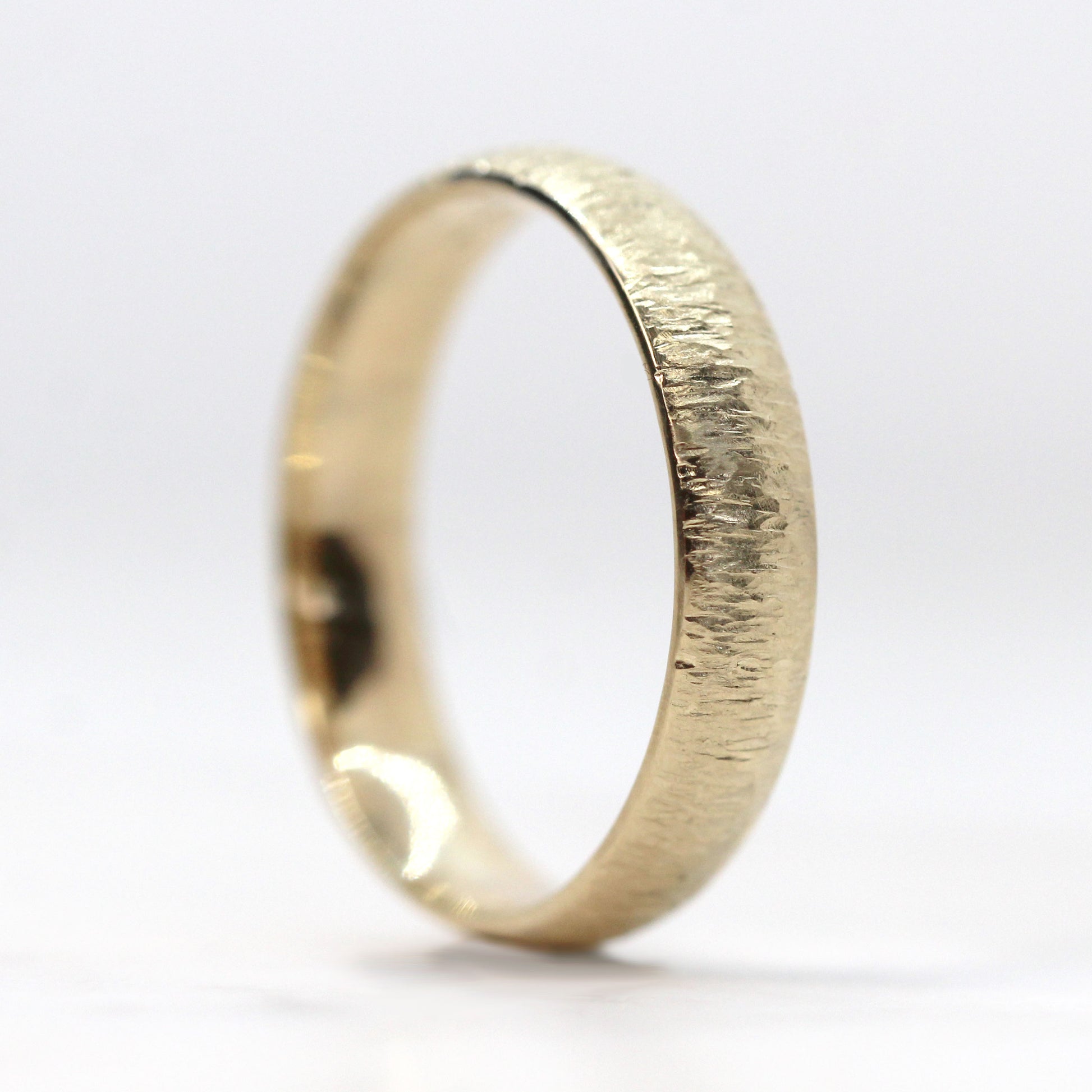 Tree Bark Texture 14k Gold Wedding Stacking Unisex Band - Midwinter Co. Alternative Bridal Rings and Modern Fine Jewelry