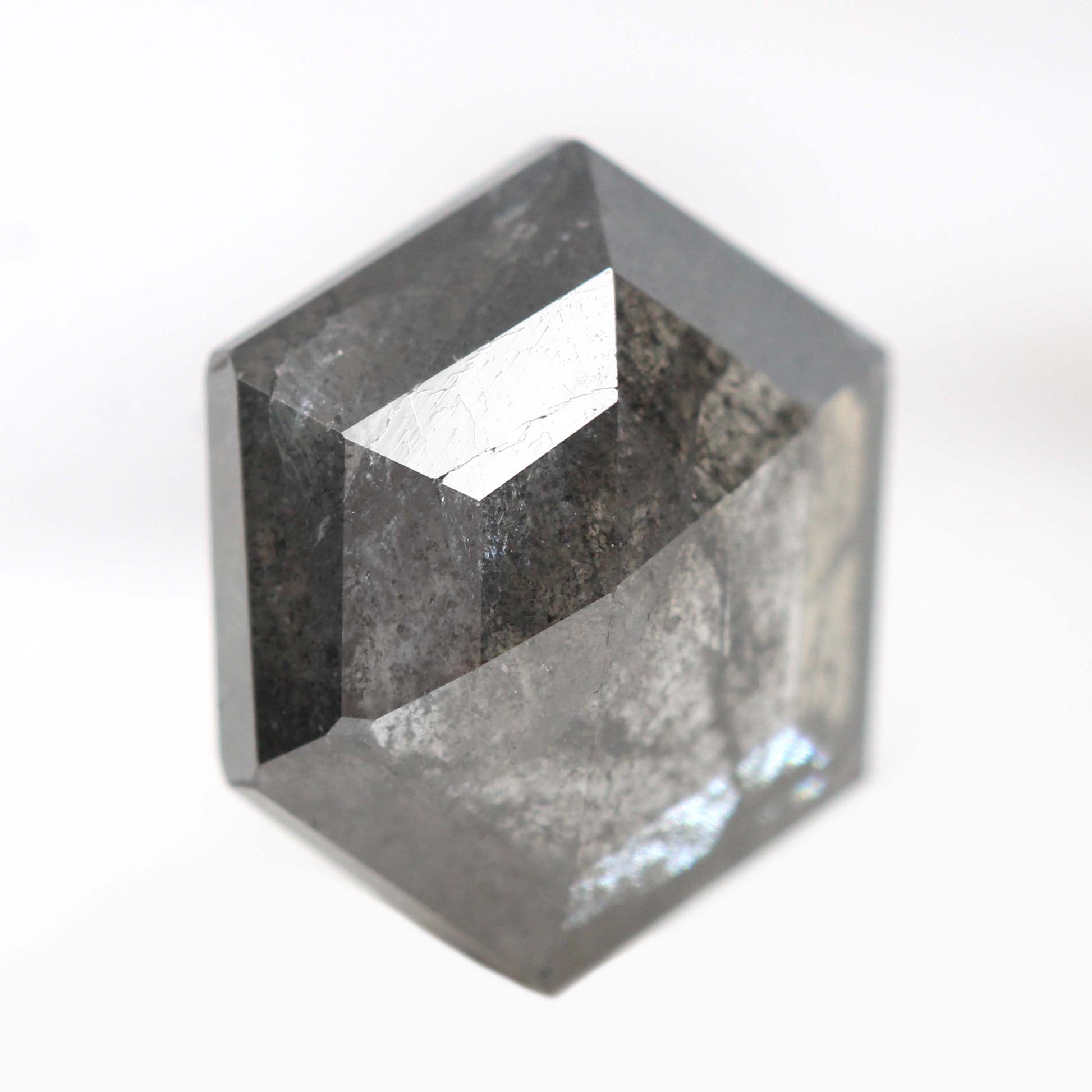 3.12 Carat Dark Gray Hexagon Salt and Pepper Diamond for Custom Work - Inventory Code DSH312 - Midwinter Co. Alternative Bridal Rings and Modern Fine Jewelry