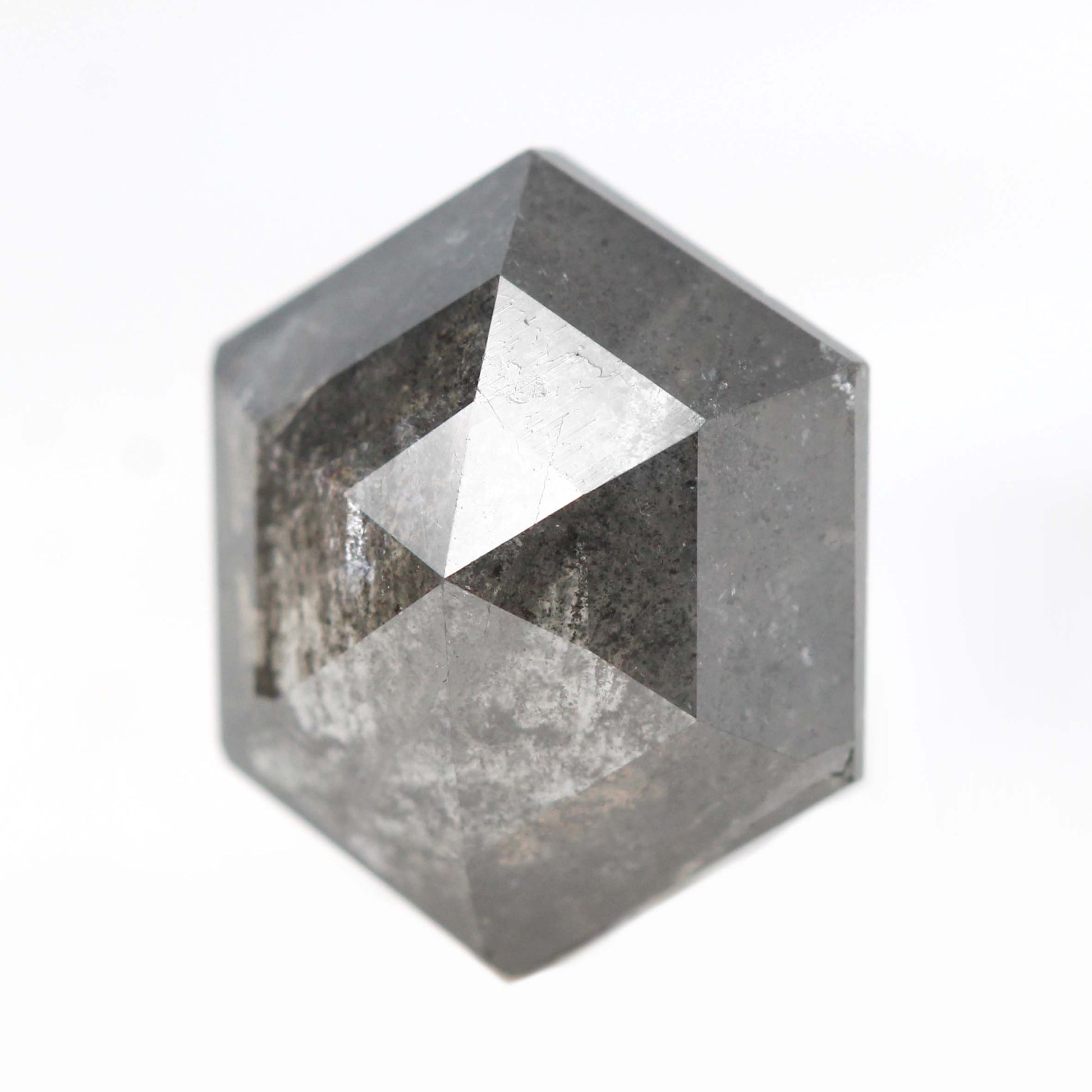 3.12 Carat Dark Gray Hexagon Salt and Pepper Diamond for Custom Work - Inventory Code DSH312 - Midwinter Co. Alternative Bridal Rings and Modern Fine Jewelry
