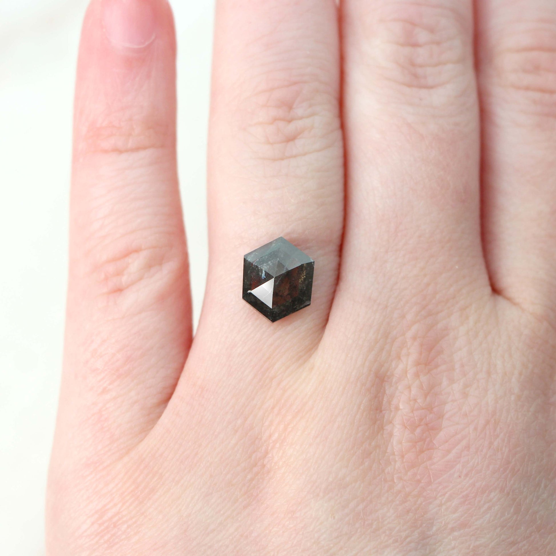 3.12 Carat Dark Gray Hexagon Salt and Pepper Diamond for Custom Work - Inventory Code DSH312 - Midwinter Co. Alternative Bridal Rings and Modern Fine Jewelry