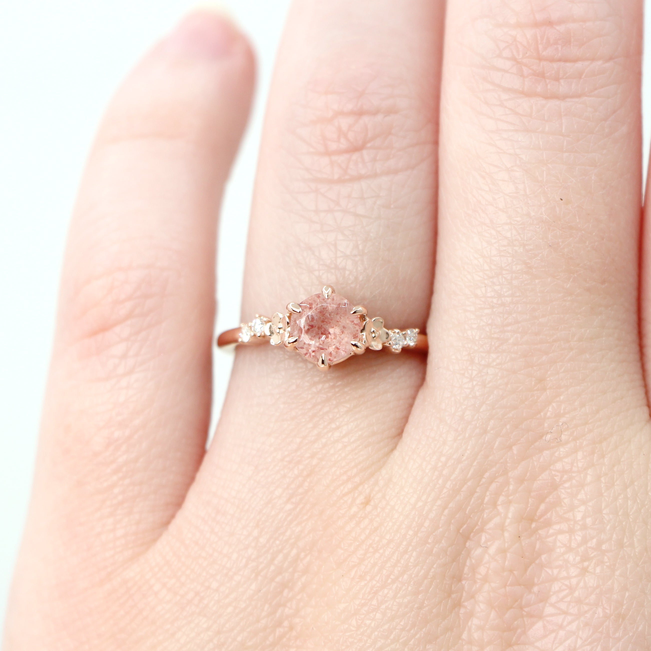 Fancy cut white Diamond Engagement 14k Rose Gold Multi stone Wedding R – by  Angeline