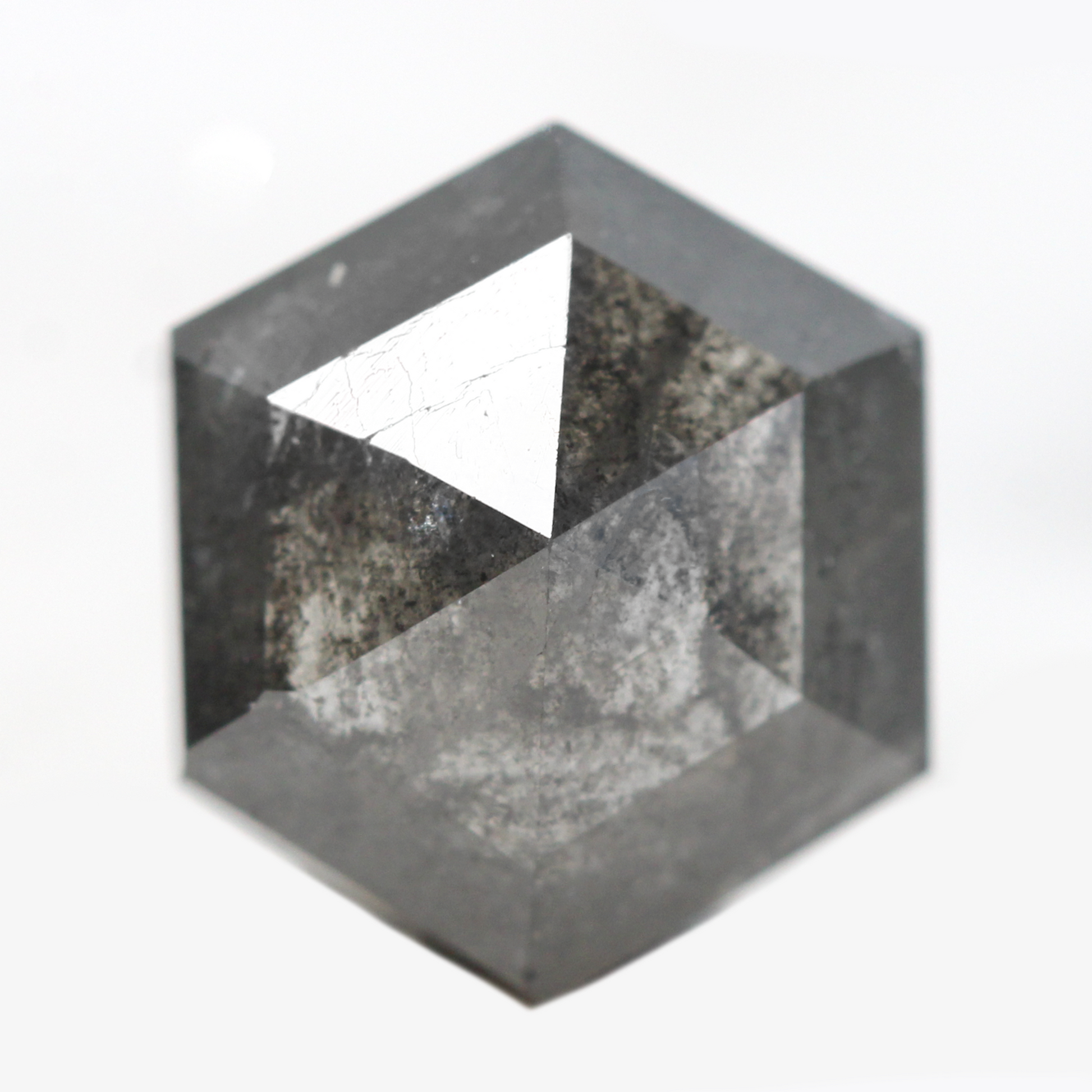 3.12 Carat Dark Gray Hexagon Salt and Pepper Diamond for Custom Work - Inventory Code DSH312 - Midwinter Co. Alternative Bridal Rings and Modern Fine Jewelry