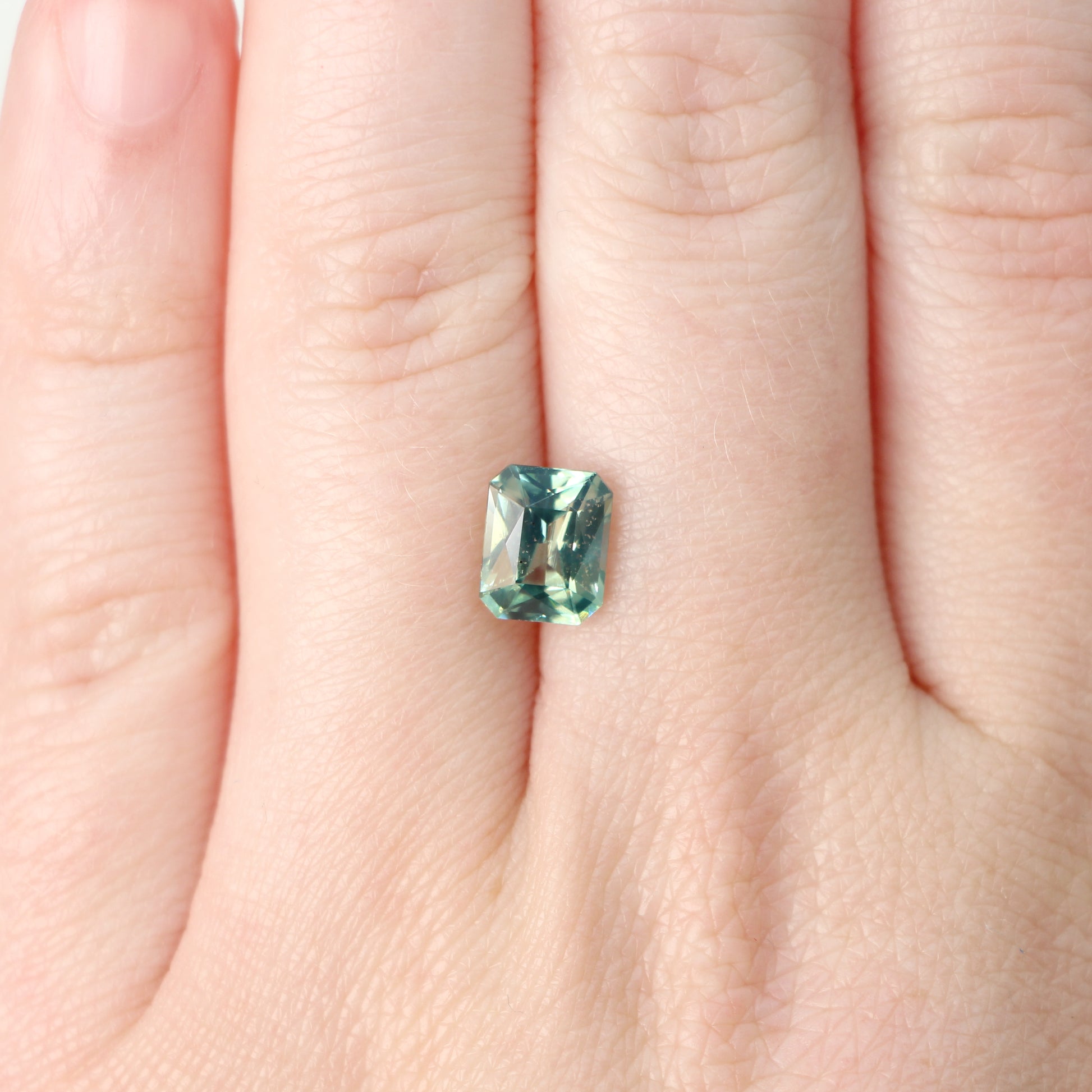 2.00 Carat Bicolor Light Green Blue Radiant Cut Sapphire for Custom Work - Inventory Code TGES200 - Midwinter Co. Alternative Bridal Rings and Modern Fine Jewelry