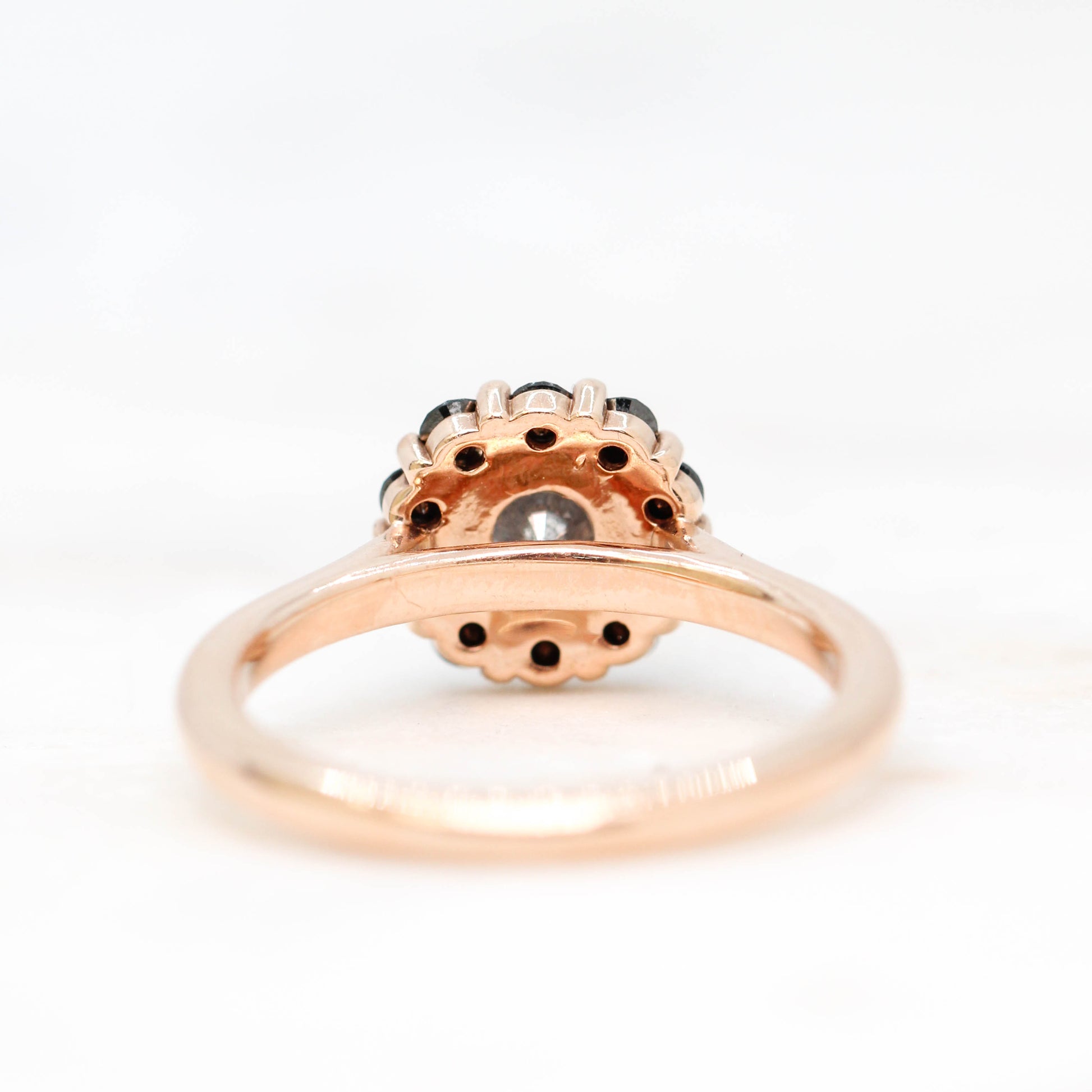 Magnolia Ring with a 1.02 Celestial Diamond and Black Diamond Accents in 14k Rose Gold - Ready to Size and Ship - Midwinter Co. Alternative Bridal Rings and Modern Fine Jewelry