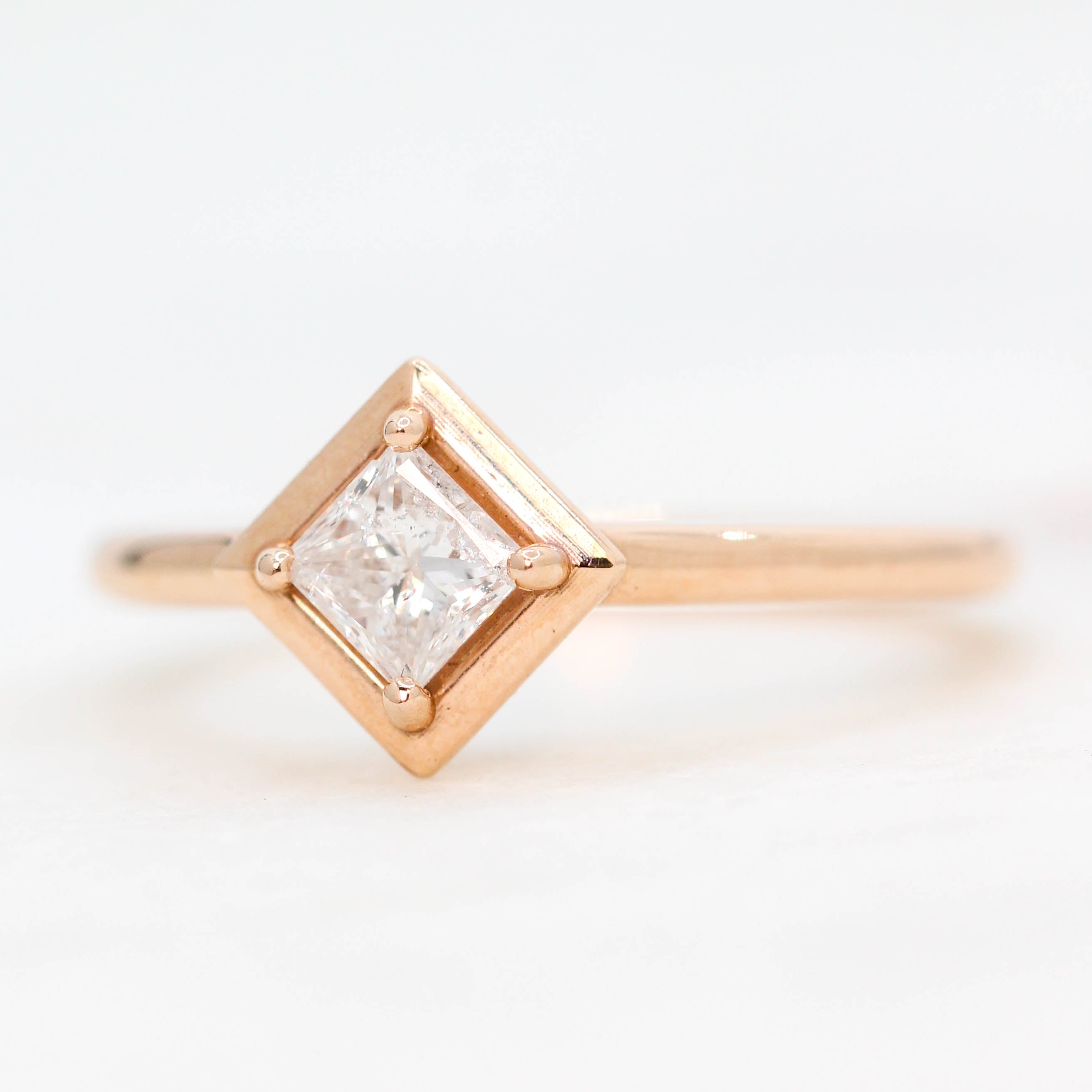 Rosemary Solitaire Ring with .40ct princess cut Diamond - 14k rose gold - Ready to Size and Ship - Midwinter Co. Alternative Bridal Rings and Modern Fine Jewelry
