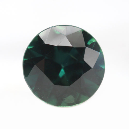 1.81 Carat Round Dark Teal Green Sapphire for Custom Work - Inventory Code TGRS181