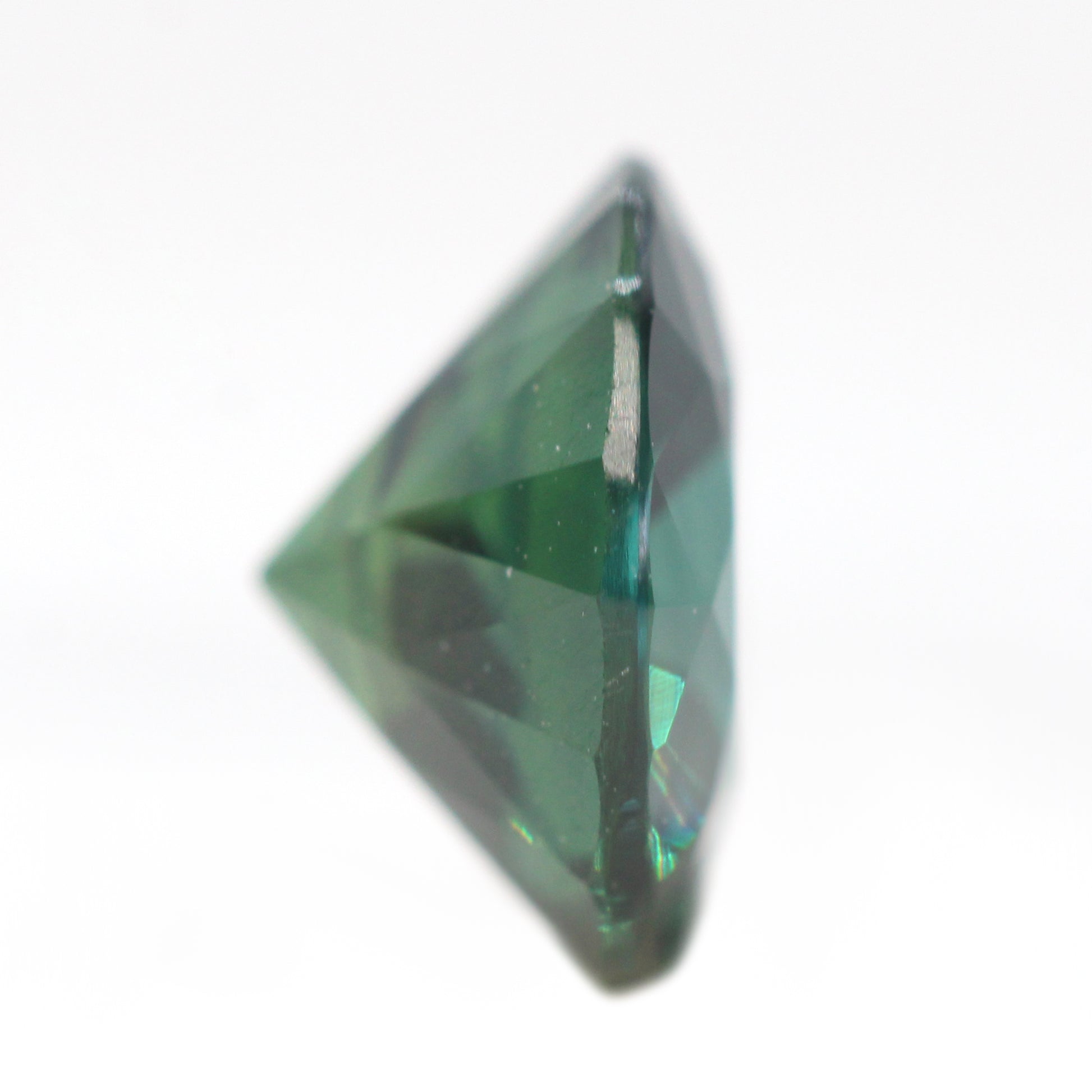 1.81 Carat Round Dark Teal Green Sapphire for Custom Work - Inventory Code TGRS181 - Midwinter Co. Alternative Bridal Rings and Modern Fine Jewelry