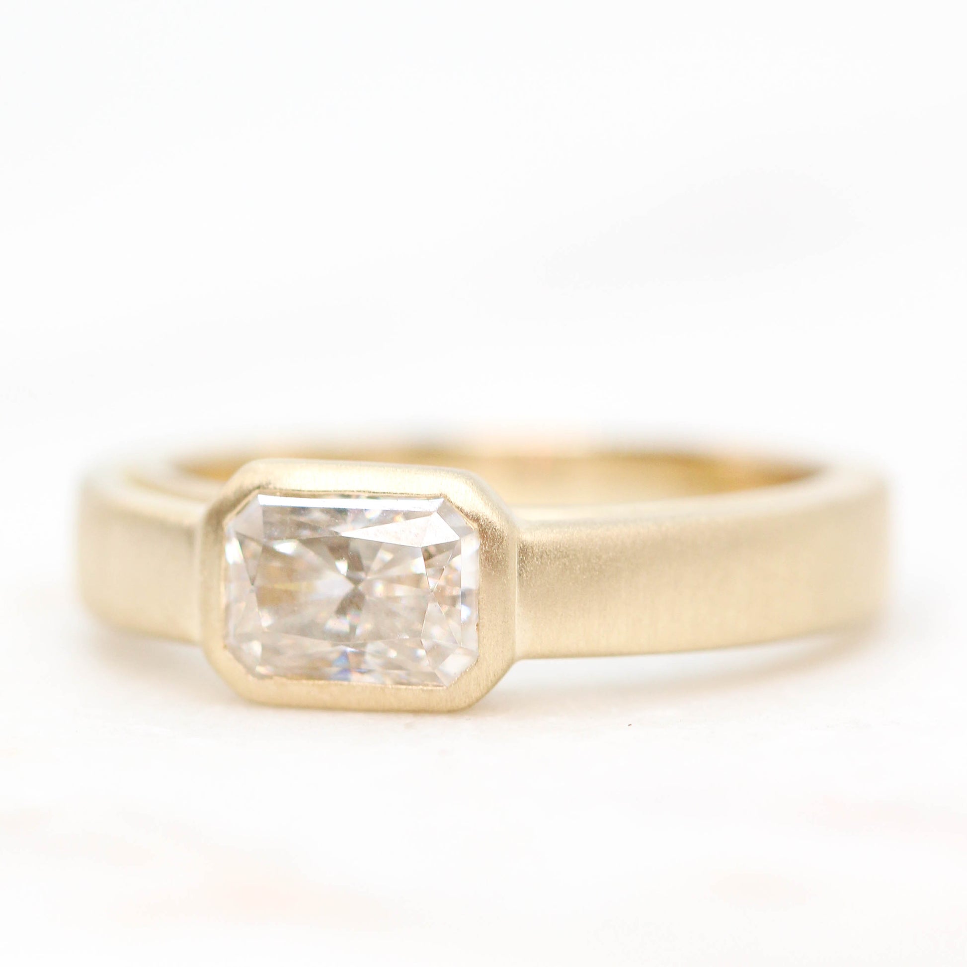 Mabel Ring Bezel Set Radiant Cut Moissanite - Made to Order, Choose Your Gold Tone - Midwinter Co. Alternative Bridal Rings and Modern Fine Jewelry