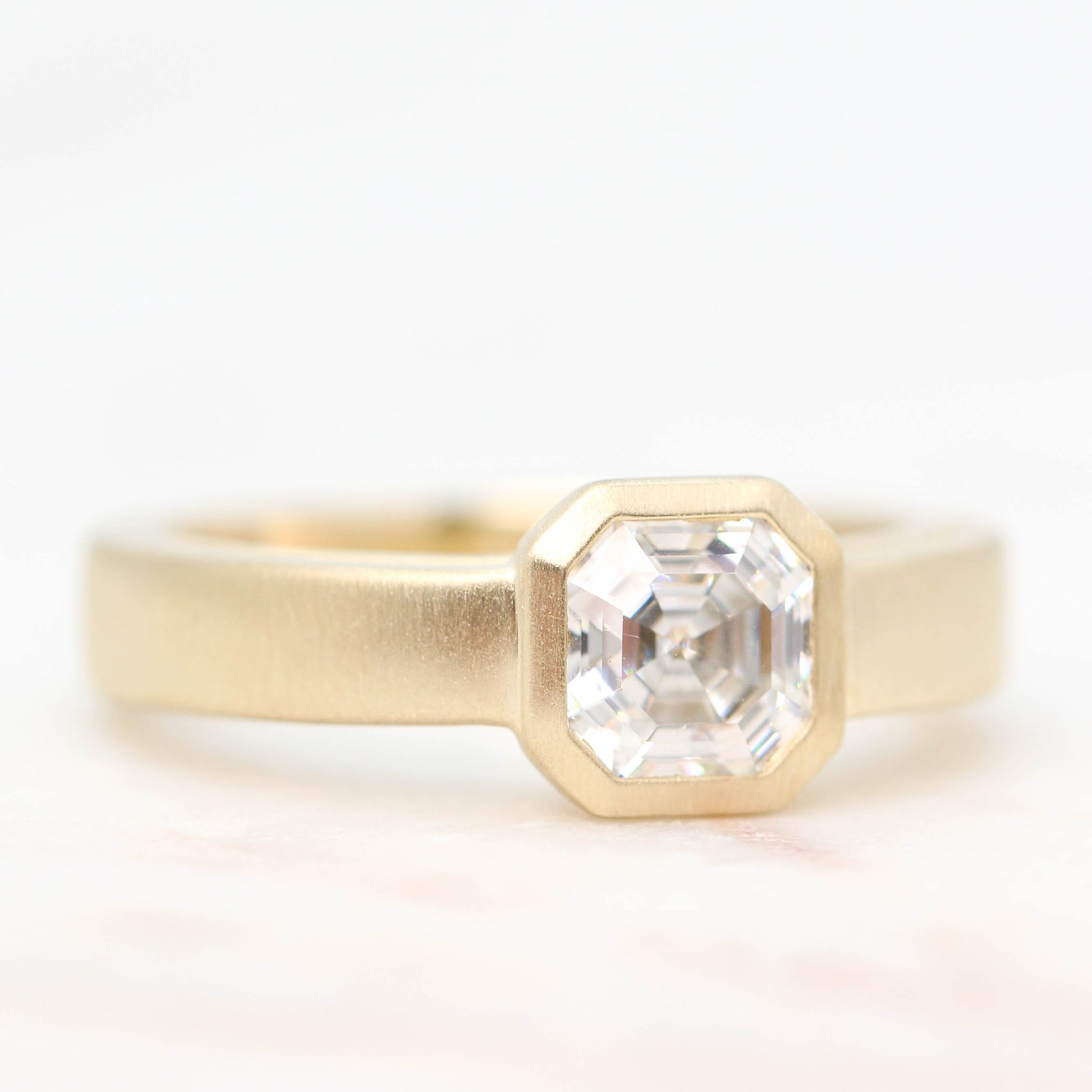 Mabel Bezel Asscher Cut Unisex Band Ring - Made to Order, Choose Your Gold Tone - Midwinter Co. Alternative Bridal Rings and Modern Fine Jewelry