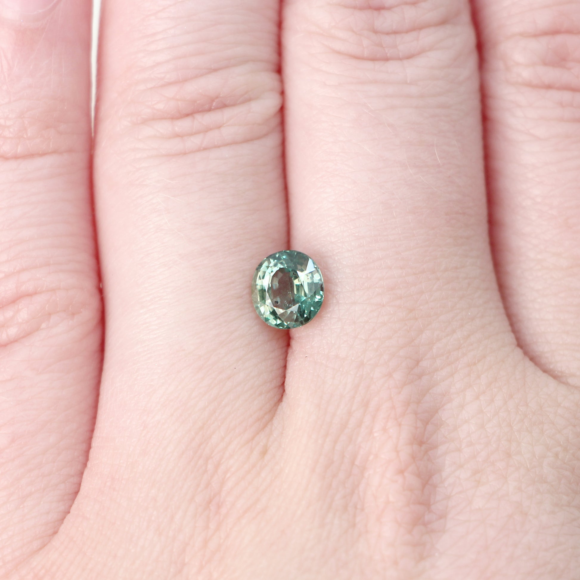 1.49 Carat Light Green Teal Sapphire for Custom Work - Inventory Code GTOS149 - Midwinter Co. Alternative Bridal Rings and Modern Fine Jewelry