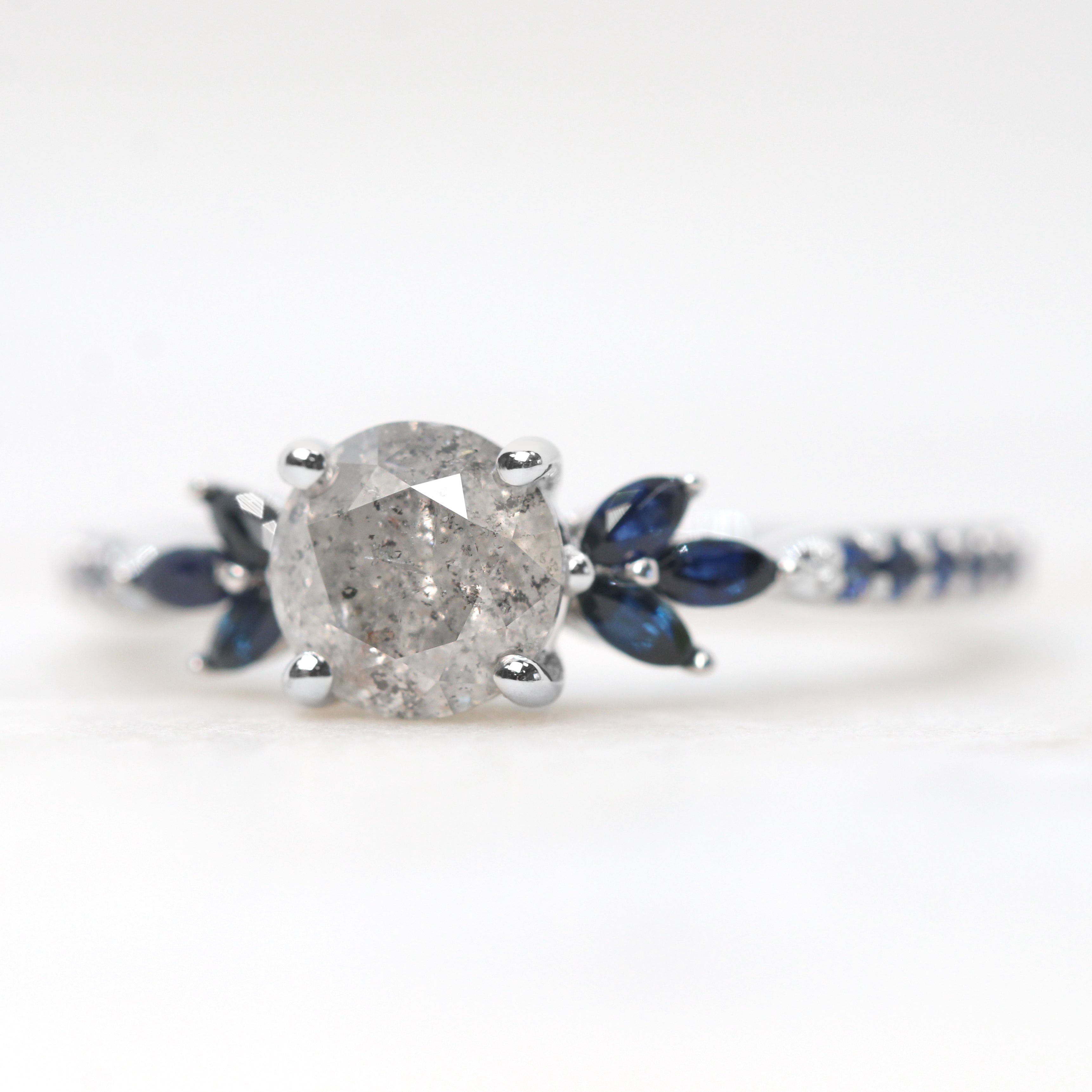 Genuine light blue sapphire bridal ring set, diamond halo nature inspired engagement  ring set / Florentina | Eden Garden Jewelry™