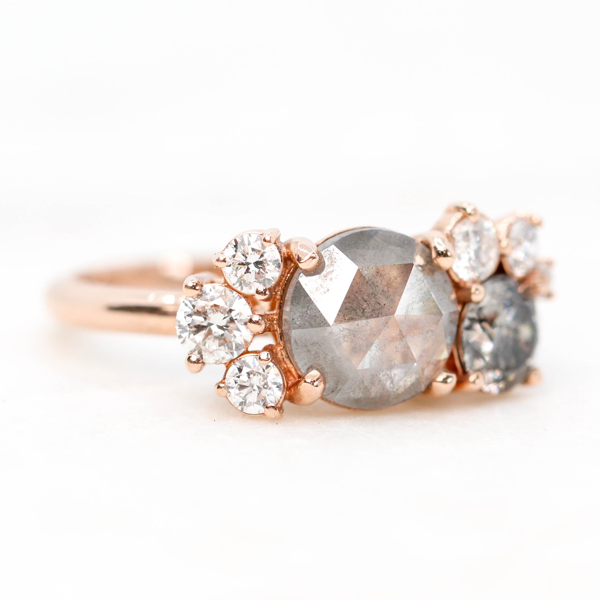 Safian cluster ring with Celestial + Clear Diamonds in 10k rose gold - ready to size and ship - Midwinter Co. Alternative Bridal Rings and Modern Fine Jewelry