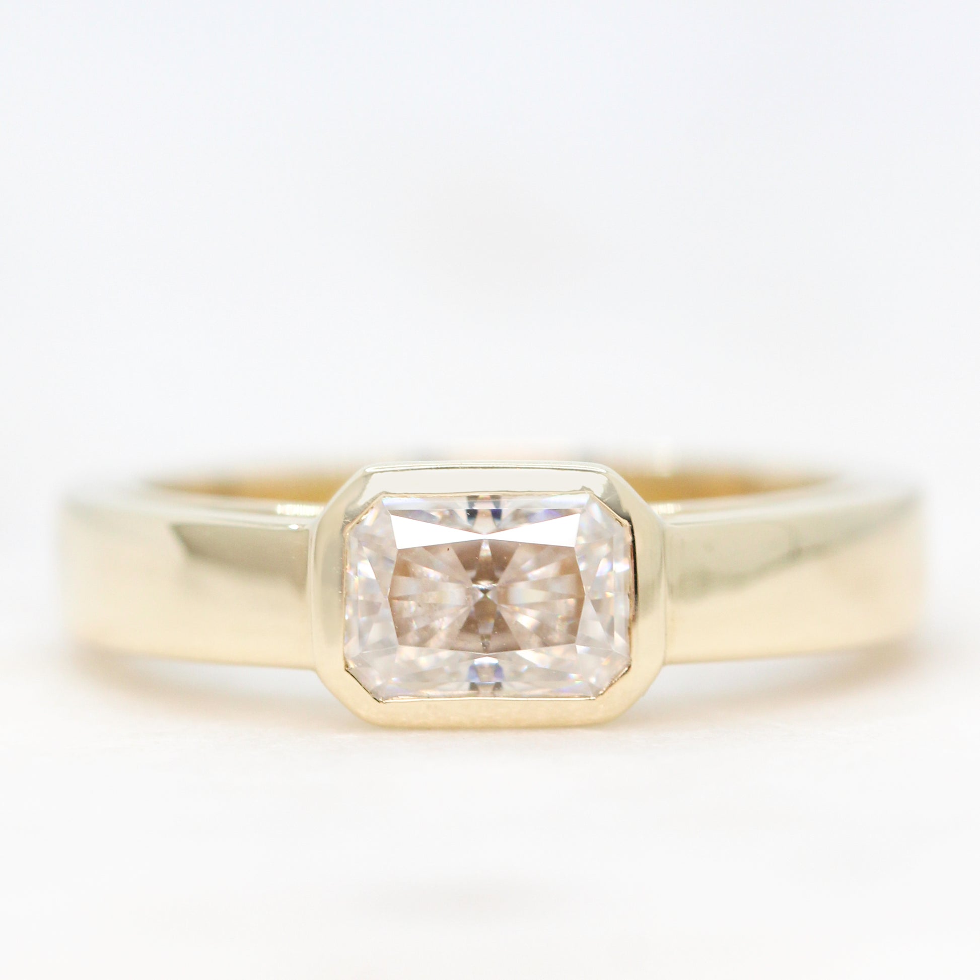 *NEED TO PHOTO BRUSHED* Mabel Ring with a 1.00 Carat Radiant Cut Moissanite - Made to Order, Choose Your Gold Tone - Midwinter Co. Alternative Bridal Rings and Modern Fine Jewelry