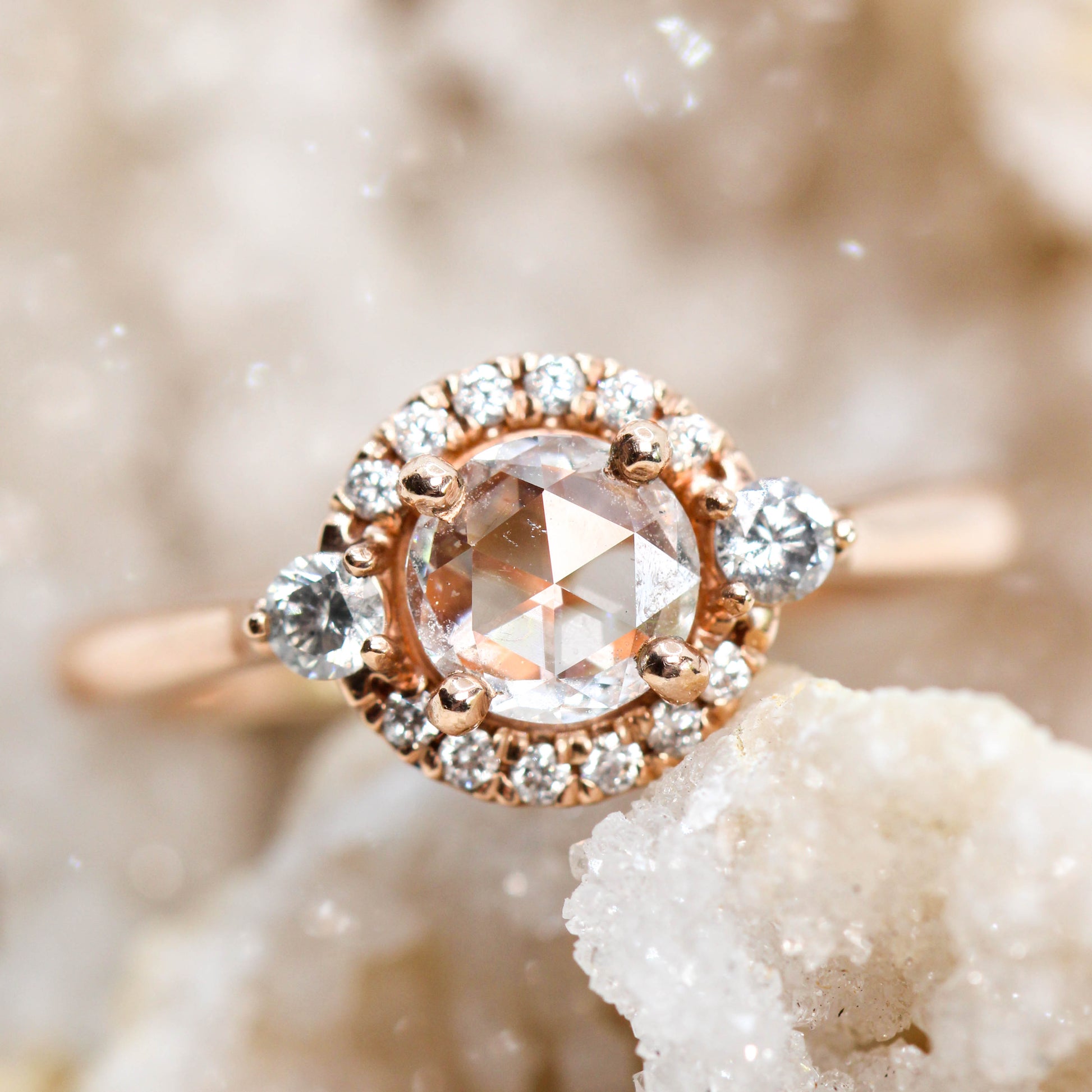 Rose Cut Clear Cut Diamonds Vanessa Ring With Carat Rose Cut Clear