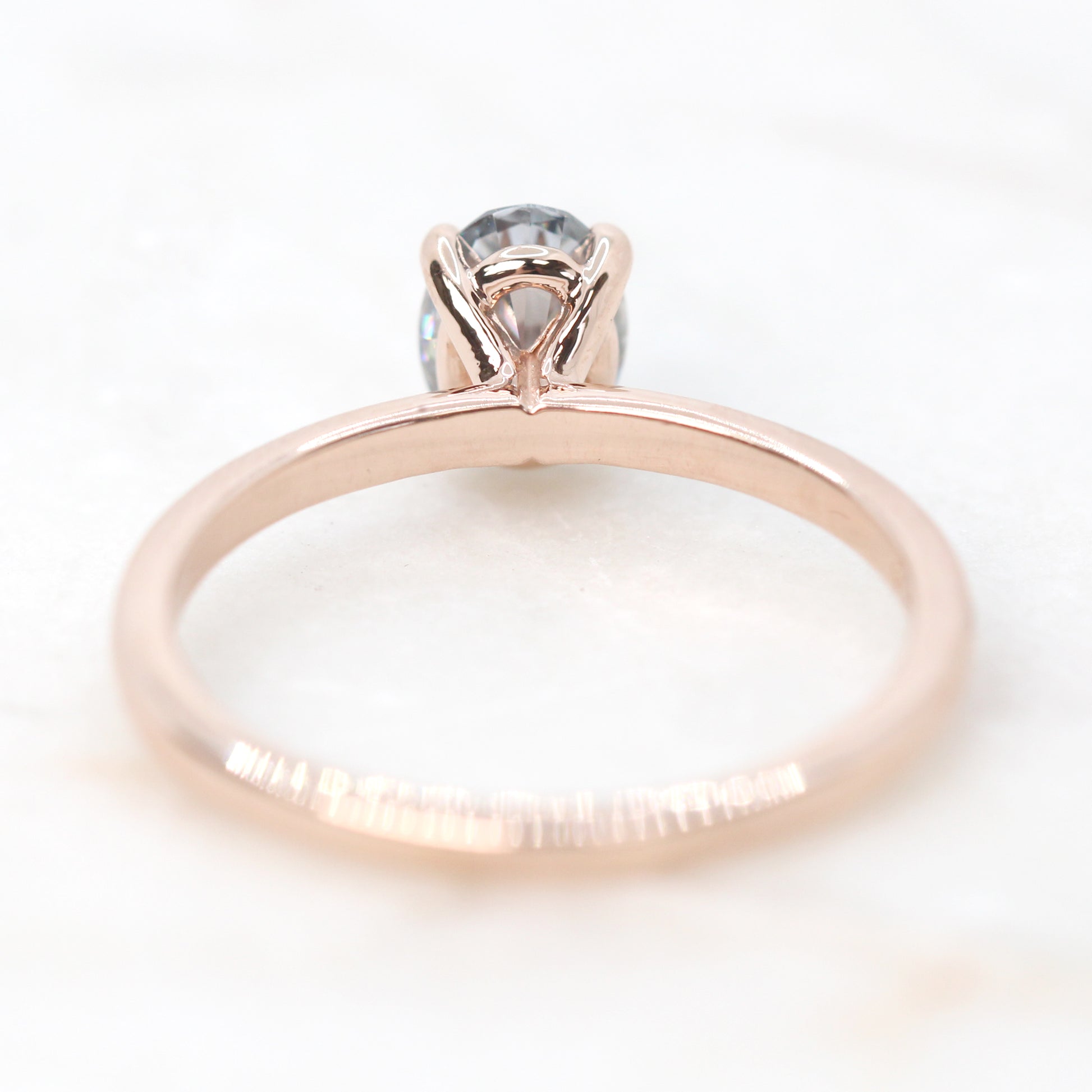 Emma Ring with a 0.8 Carat Oval Gray Moissanite - Made to Order, Choose Your Gold Tone - Midwinter Co. Alternative Bridal Rings and Modern Fine Jewelry