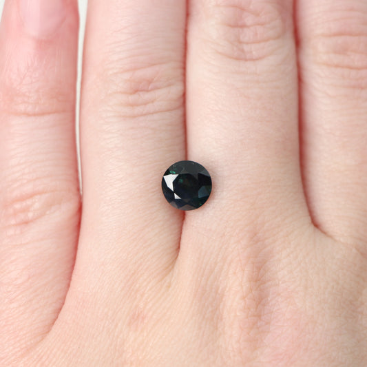 CAELEN (M) 2.26 Carat Round Dark Teal Sapphire for Custom Work - Inventory Code RTS226 - Midwinter Co. Alternative Bridal Rings and Modern Fine Jewelry