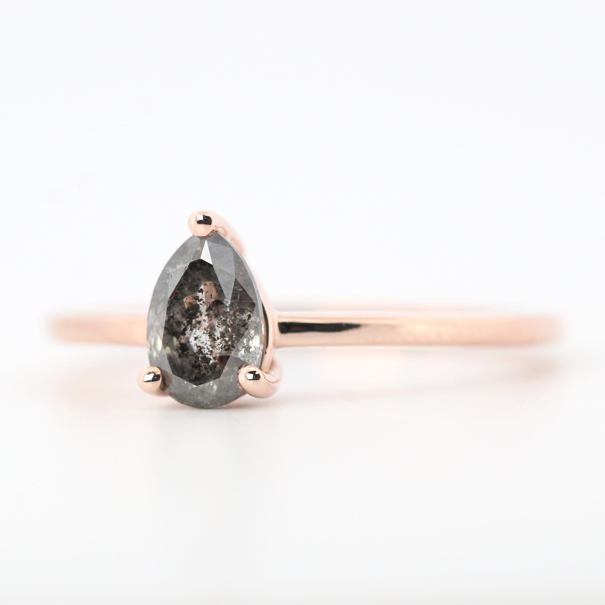 Ruthie Ring with a 0.77 Carat Dark and Clear Pear Celestial Diamond in 14k Rose Gold - Ready to Size and Ship - Midwinter Co. Alternative Bridal Rings and Modern Fine Jewelry
