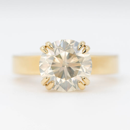Daphne Ring with a 4.01 Carat Certified Natural Bright Champagne Round Diamond - Ready to Size and Ship