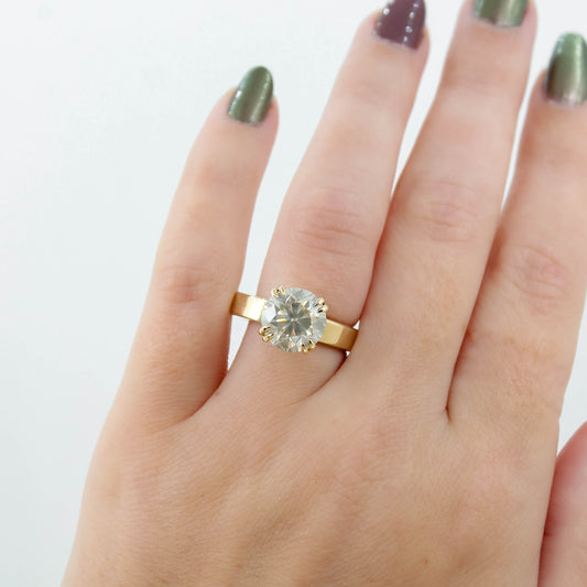 Daphne Ring with a 4.01 Carat Certified Natural Bright Champagne Round Diamond - Ready to Size and Ship