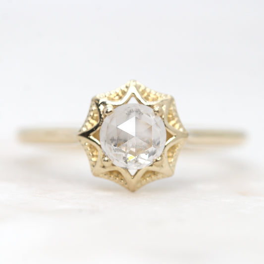 Secret Cross Morticia Ring with a 0.68 Carat Round Rose Cut White Diamond in 14k Yellow Gold - Ready to Size and Ship - Midwinter Co. Alternative Bridal Rings and Modern Fine Jewelry