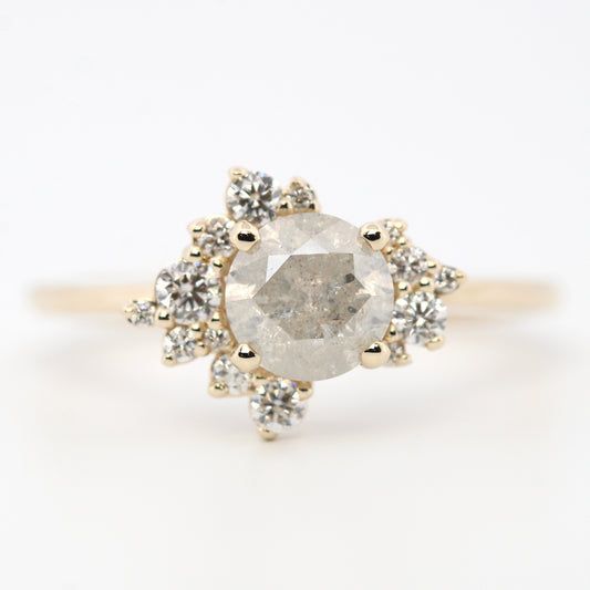 Orion Ring with a 1.04 Carat Round Light Gray Celestial Diamond and White Accent Diamonds in 14k Yellow Gold - Ready to Size and Ship - Midwinter Co. Alternative Bridal Rings and Modern Fine Jewelry