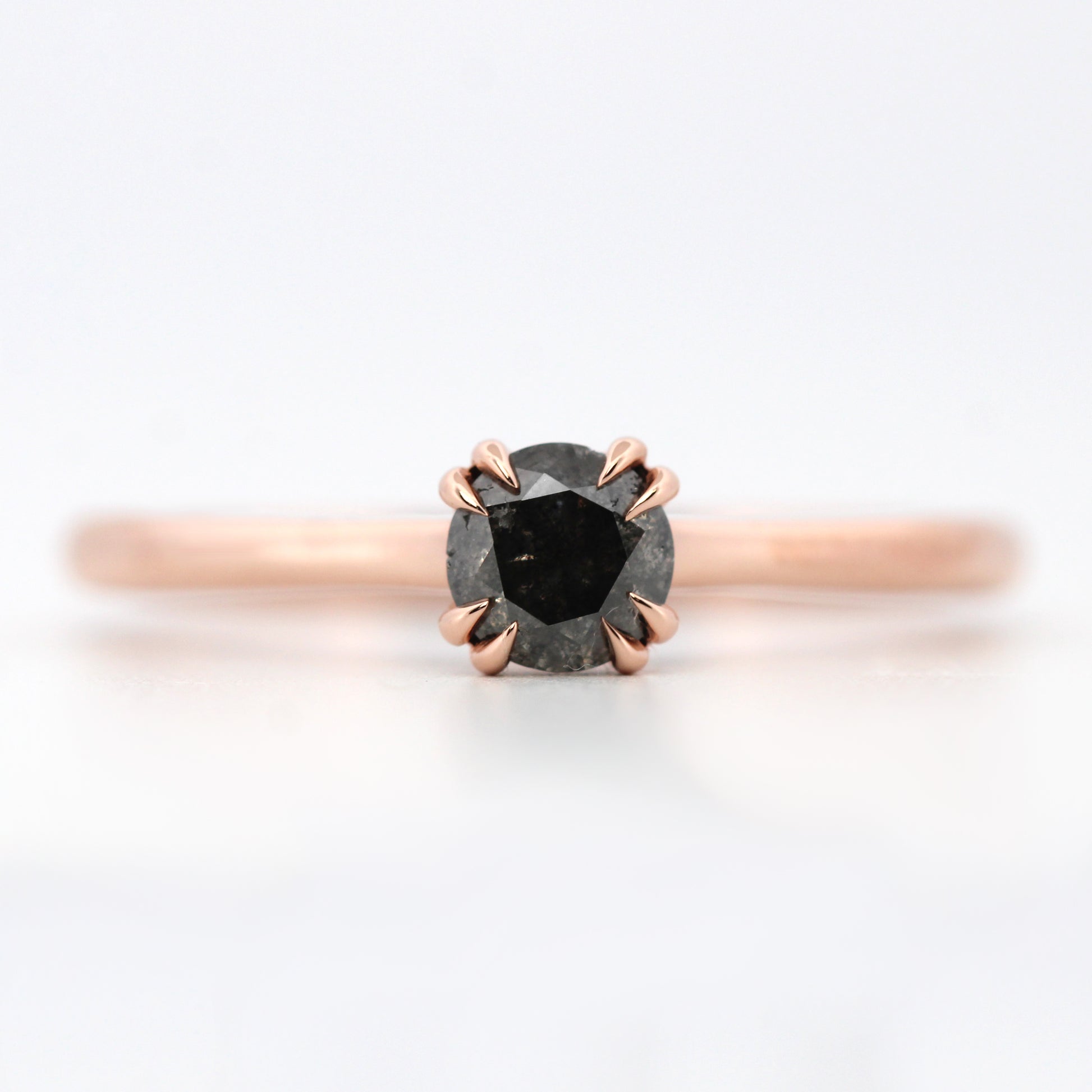 Nesta Ring with a 0.45 Carat Round Black Celestial Diamond in 14k Rose Gold - Ready to Size and Ship - Midwinter Co. Alternative Bridal Rings and Modern Fine Jewelry