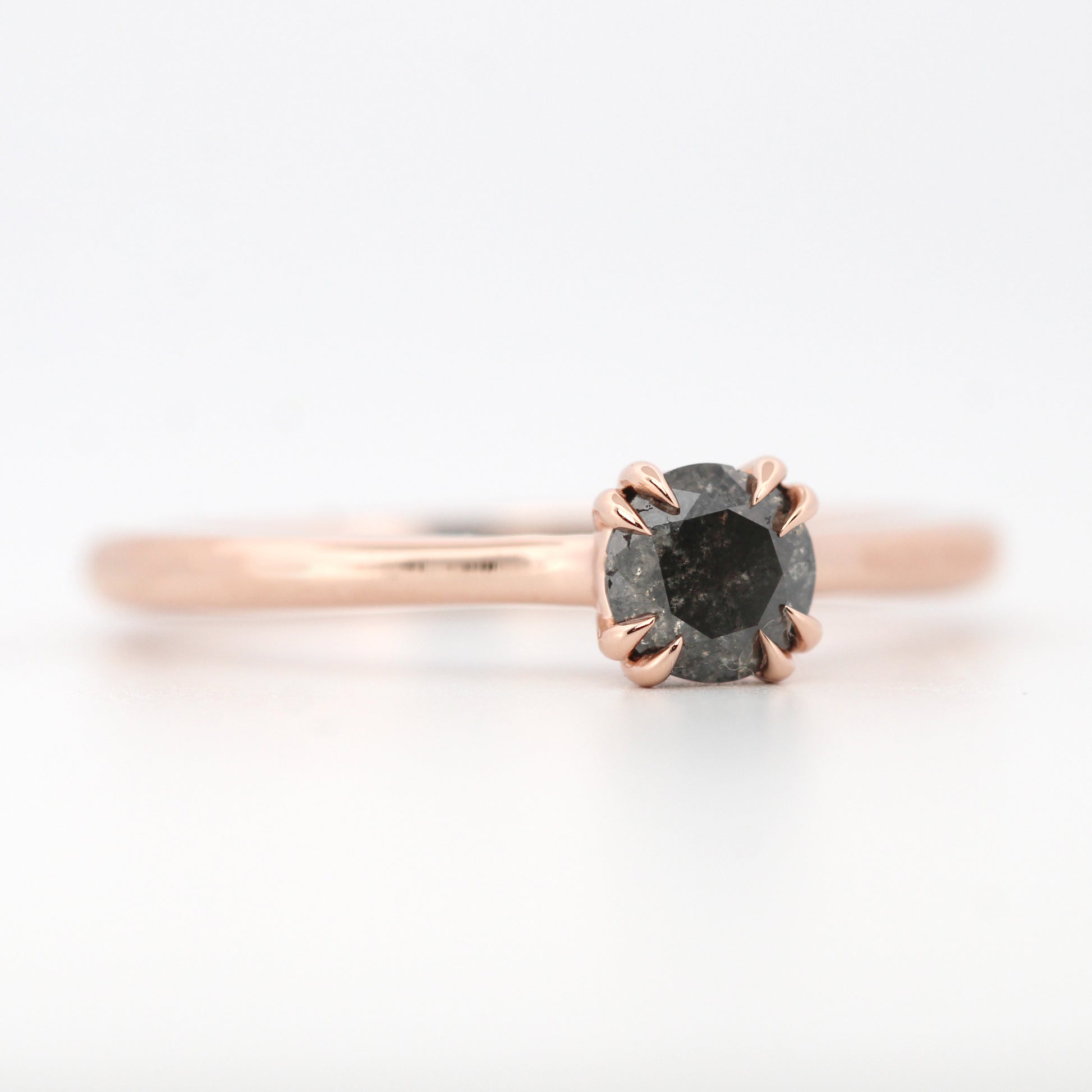 Nesta Ring with a 0.45 Carat Round Black Celestial Diamond in 14k Rose Gold - Ready to Size and Ship - Midwinter Co. Alternative Bridal Rings and Modern Fine Jewelry