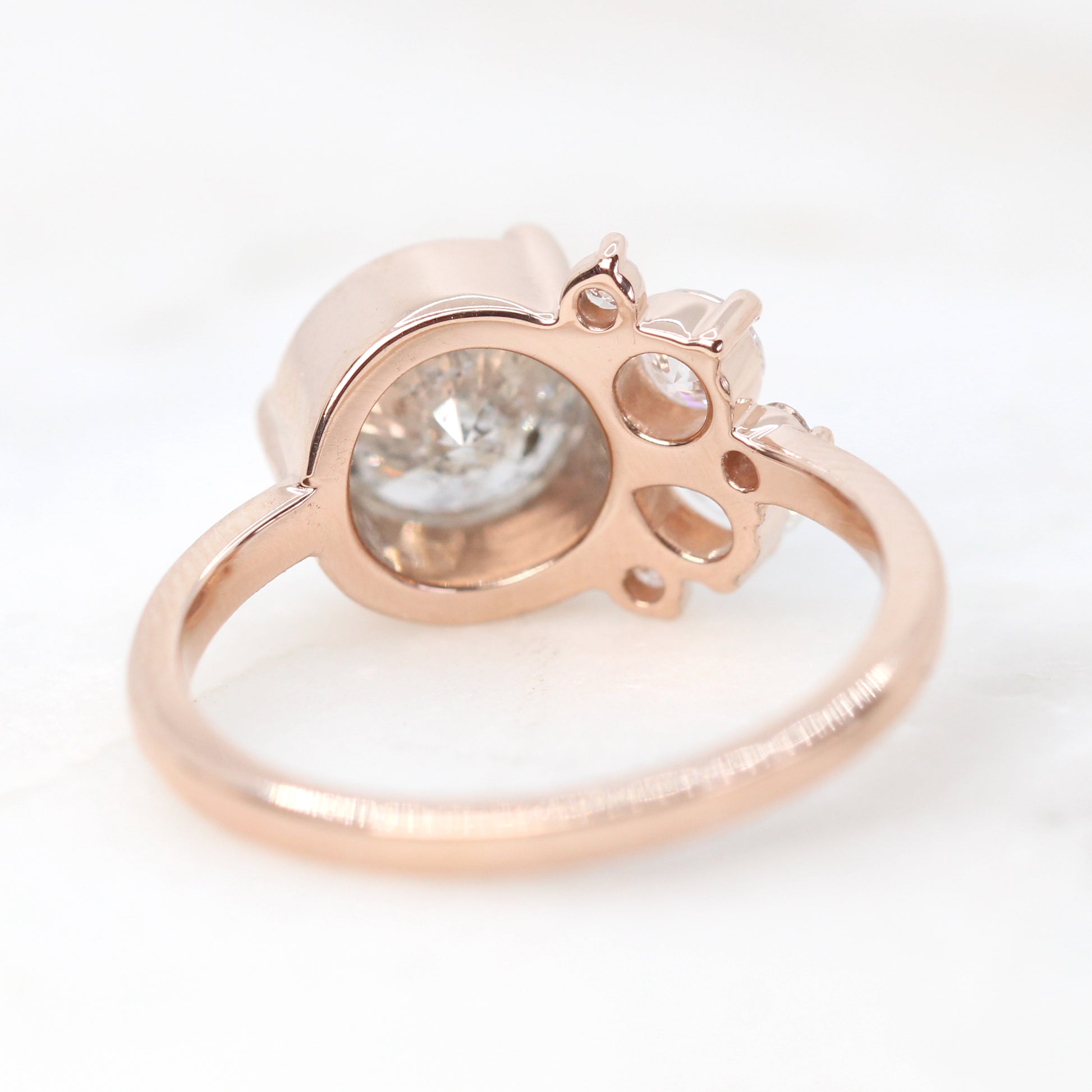 Abetha Ring with a 1.61 Carat Round Gray Celestial Diamond and White Accent Diamonds in 14k Rose Gold - Ready to Size and Ship - Midwinter Co. Alternative Bridal Rings and Modern Fine Jewelry