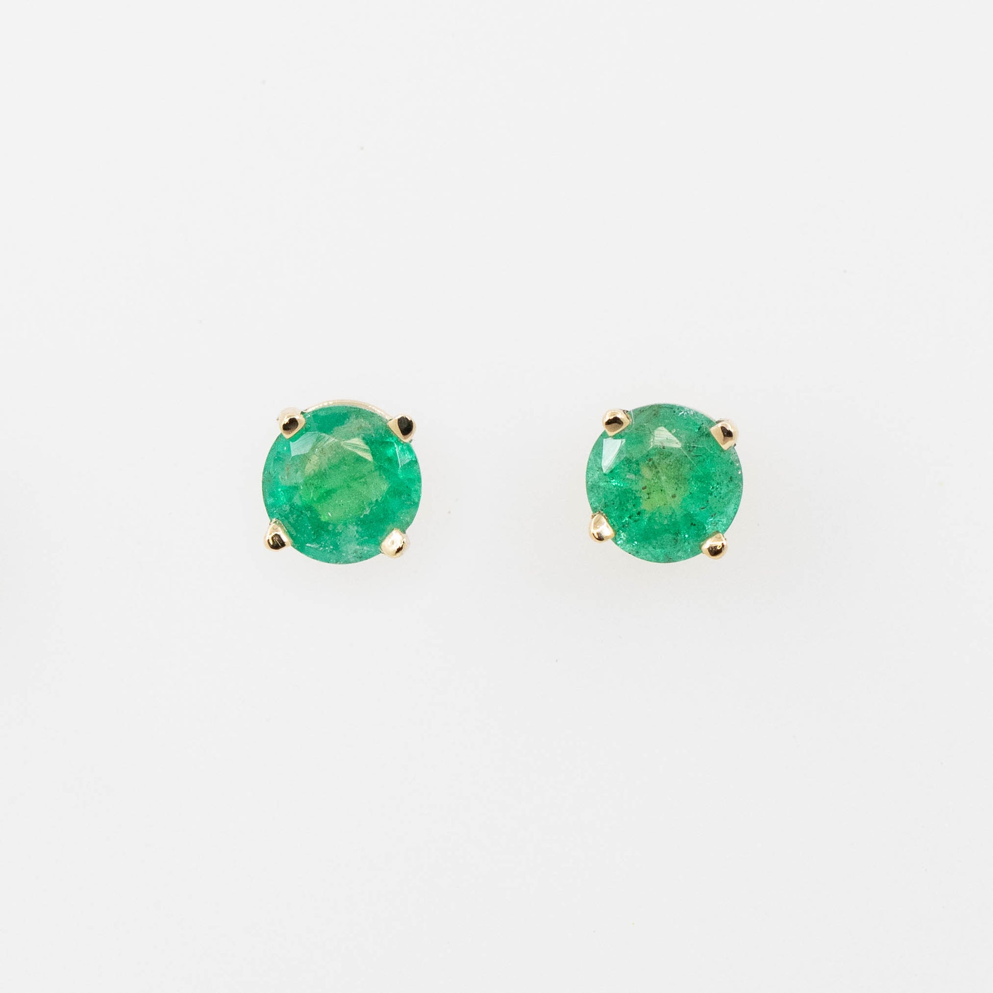 Round Emerald Earring Studs - Ready to Ship - Midwinter Co. Alternative Bridal Rings and Modern Fine Jewelry