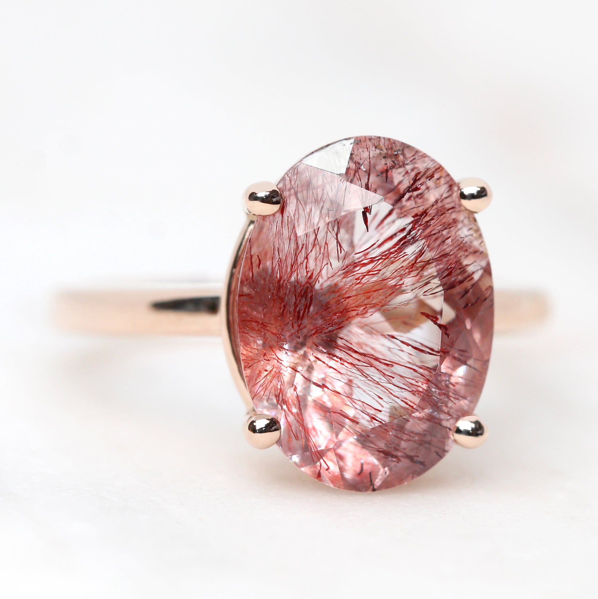 Ruthie Ring with a 5.90 Carat Oval Melody Quartz in 14k Rose Gold - Ready to Size and Ship - Midwinter Co. Alternative Bridal Rings and Modern Fine Jewelry