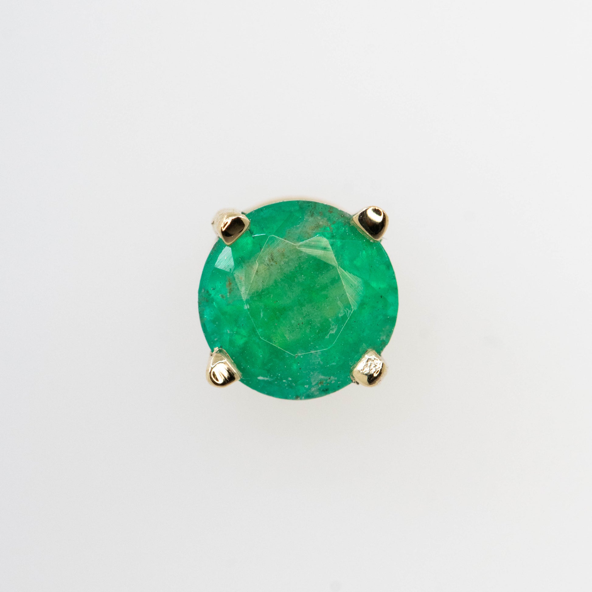 Round Emerald Earring Studs - Ready to Ship - Midwinter Co. Alternative Bridal Rings and Modern Fine Jewelry
